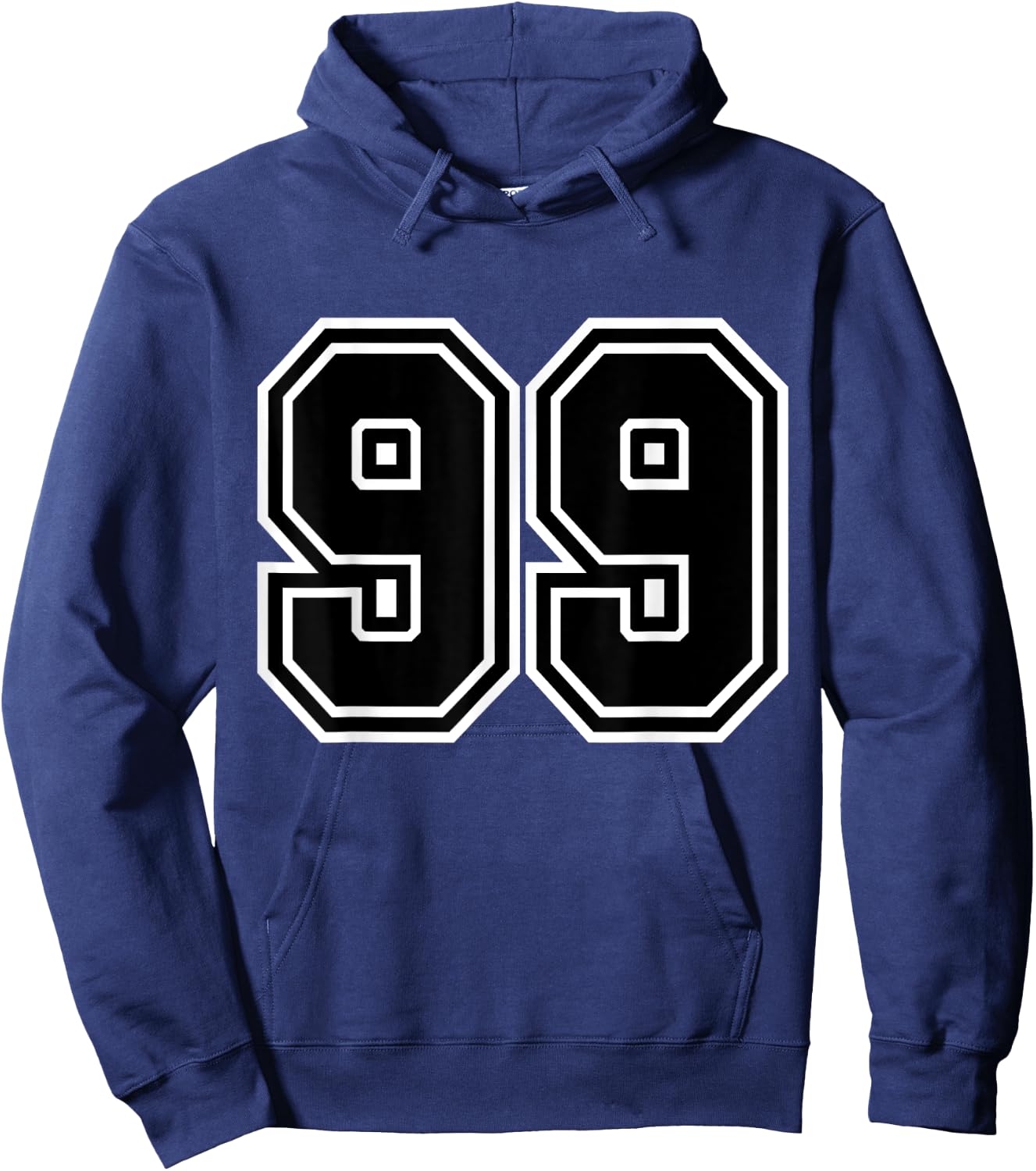 Number #99 Black Varsity Number Hoodie - Hoodie | Navy