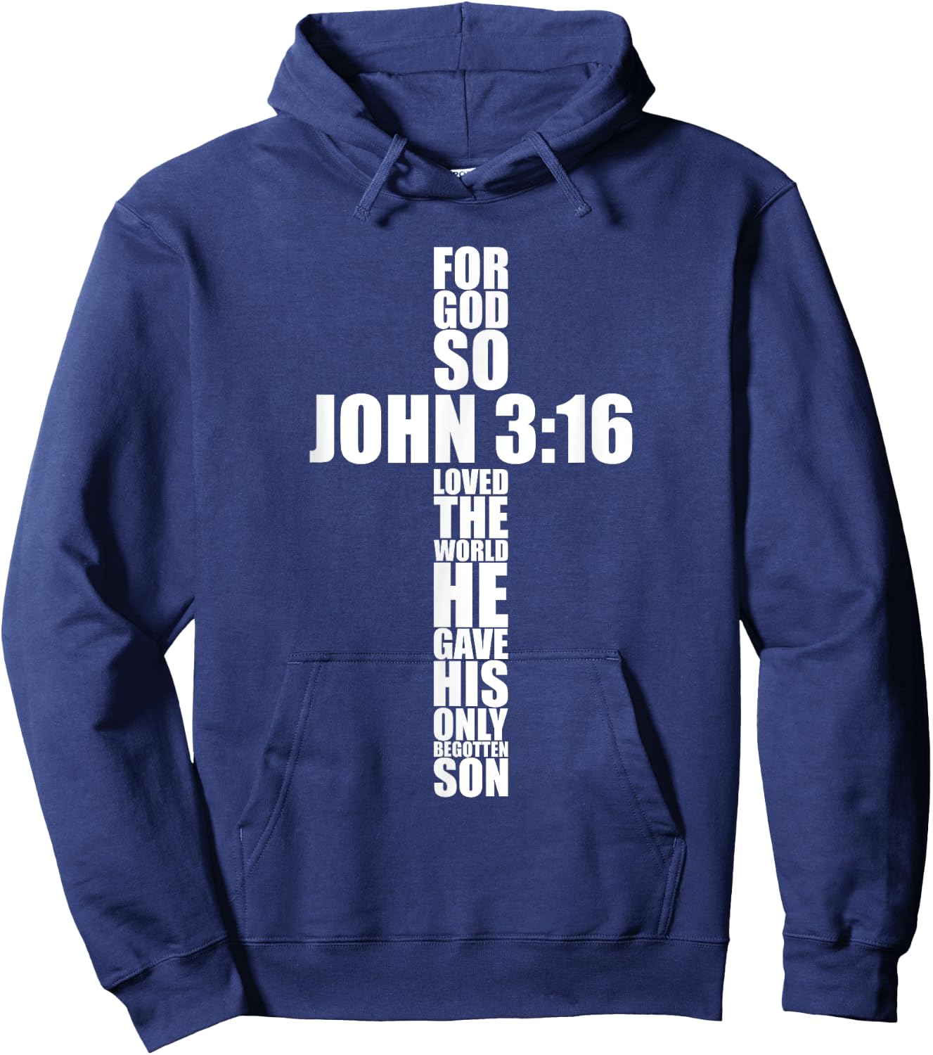 Christian Cross Gift Men Dad Husband Son Him John 3:16 Verse Hoodie - Hoodie | Navy