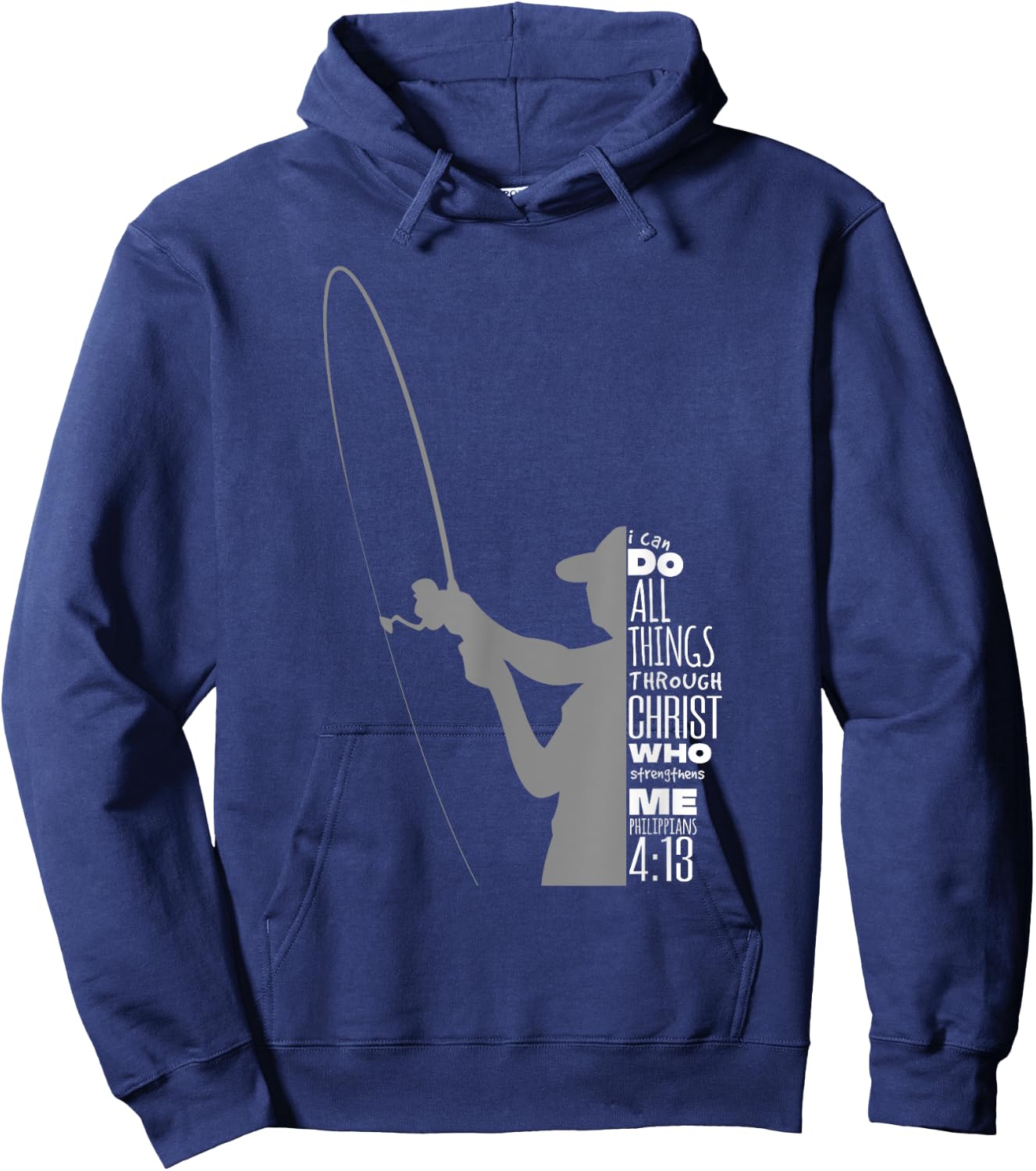Philippians 4:13 Verses Fishing Funny Fisher Christian Gift Hoodie - Hoodie | Navy