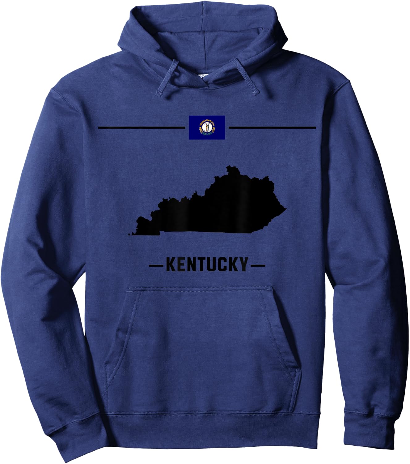 Flag of Kentucky with map and name of Kentucky state Hoodie - Hoodie | Navy