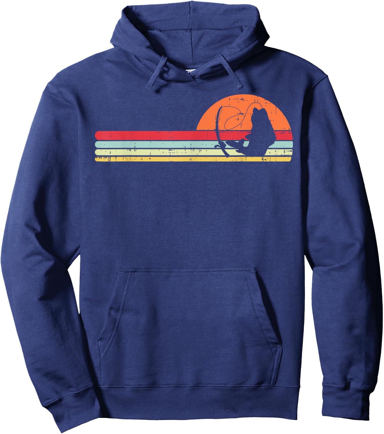 Fish Fishing Rod Sunset Retro Angling Fisherman Angler Gift Hoodie - Hoodie | Navy