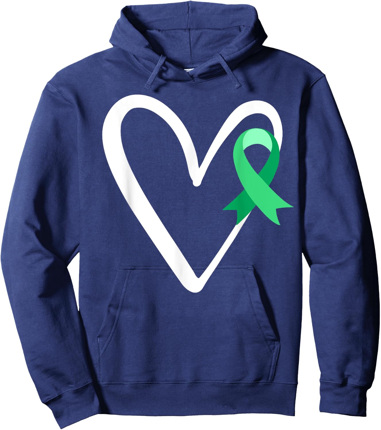 Heart Liver Cancer Awareness Green Ribbon Warrior Hoodie - Hoodie | Navy