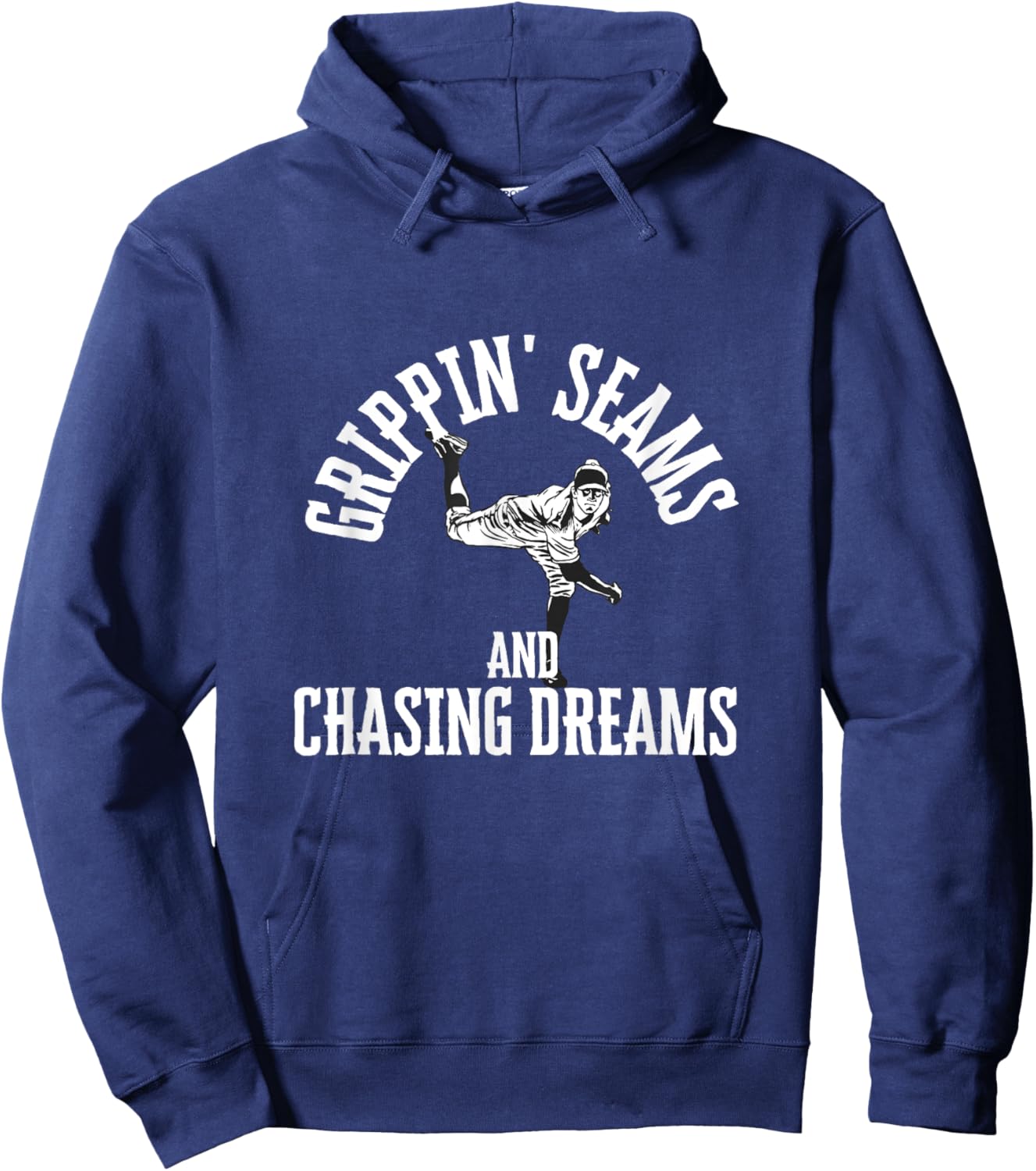 Funny Baseball Quote Grippin' Seams and chasing dreams Hoodie - Hoodie | Navy