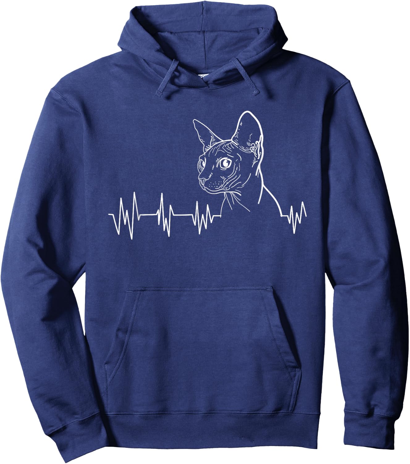 Sphynx Cat Heartbeat Funny Feline Lover Gift Men Women Kids Hoodie - Hoodie | Navy