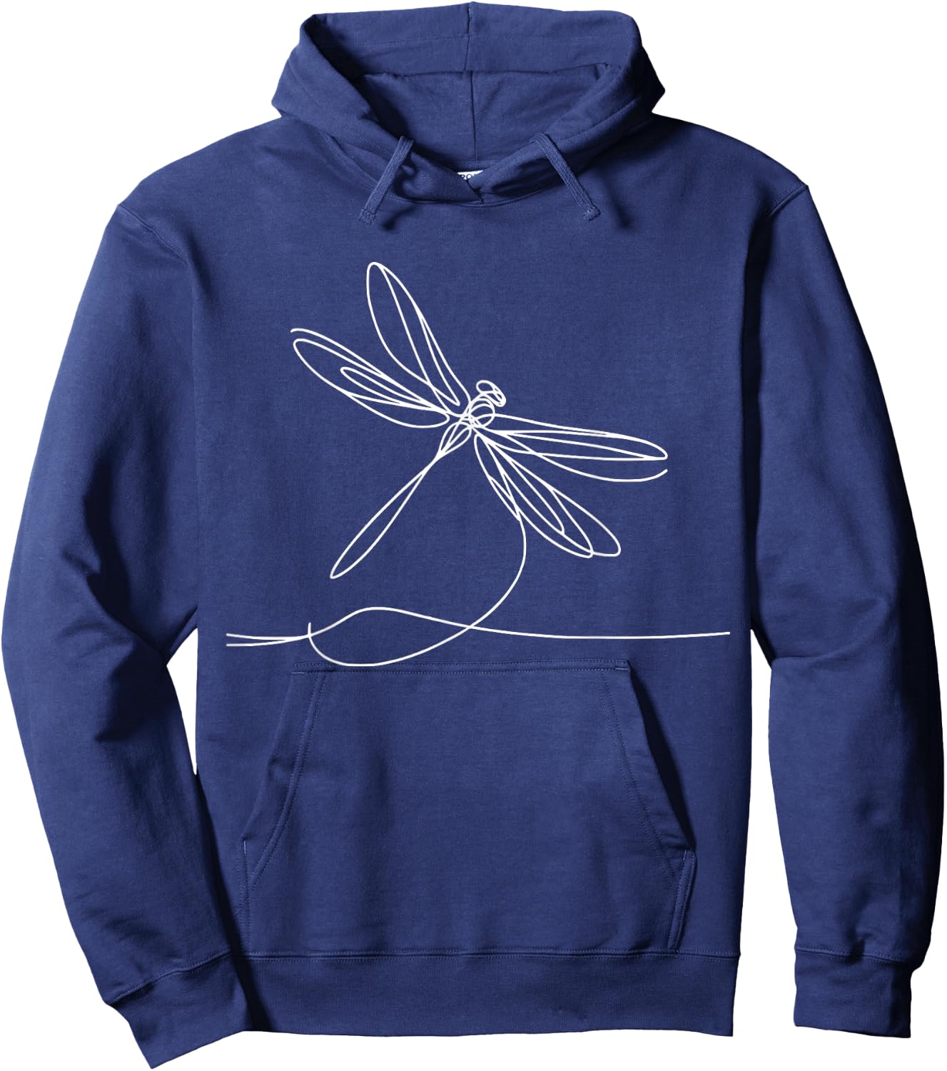 Elegant Line Art Simple Drawing Artwork Dragonfly Hoodie - Hoodie | Navy