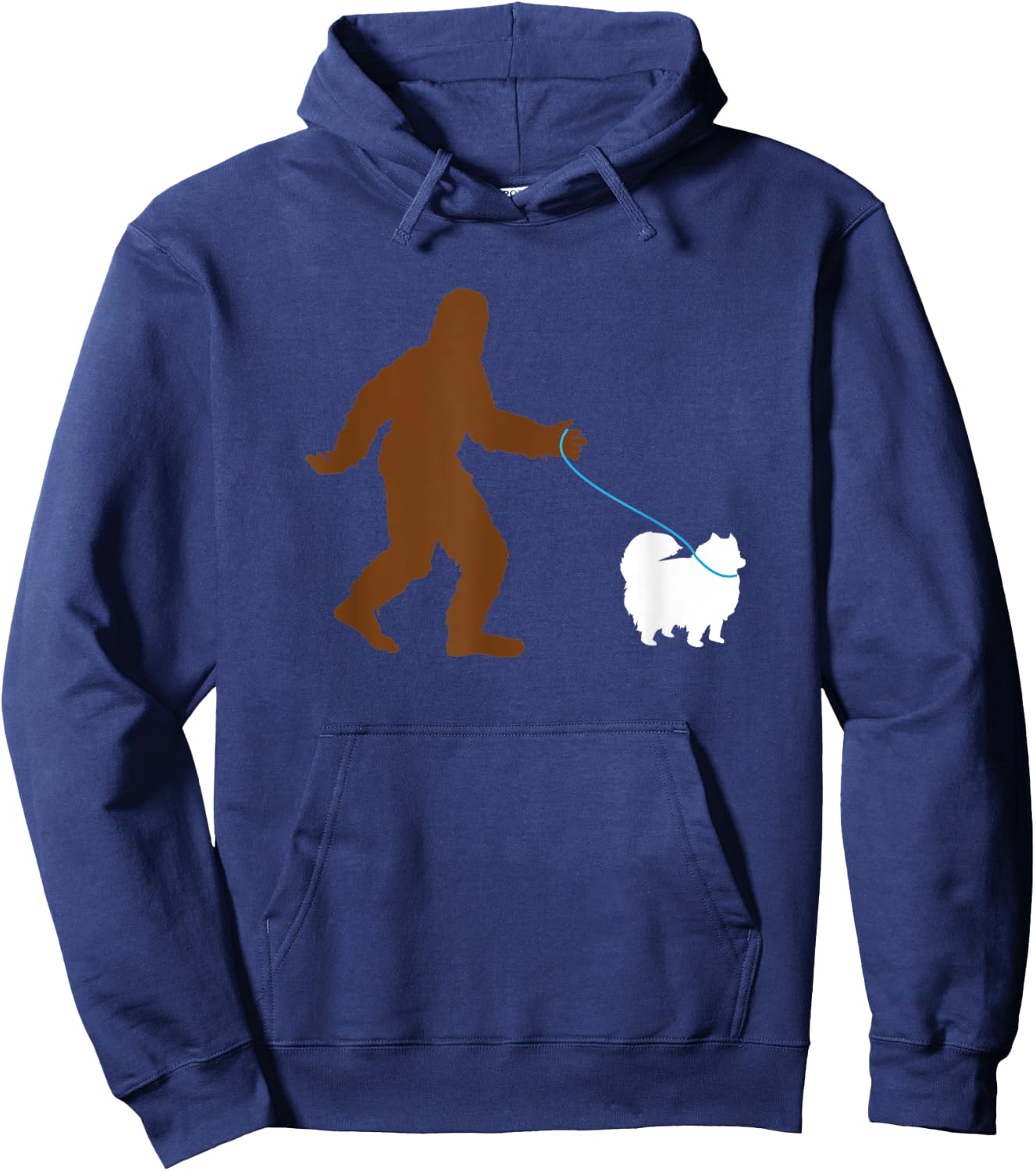 Bigfoot Walking Pomeranian Dog Gift Sasquatch Pet Owner Cute Hoodie - Hoodie | Navy