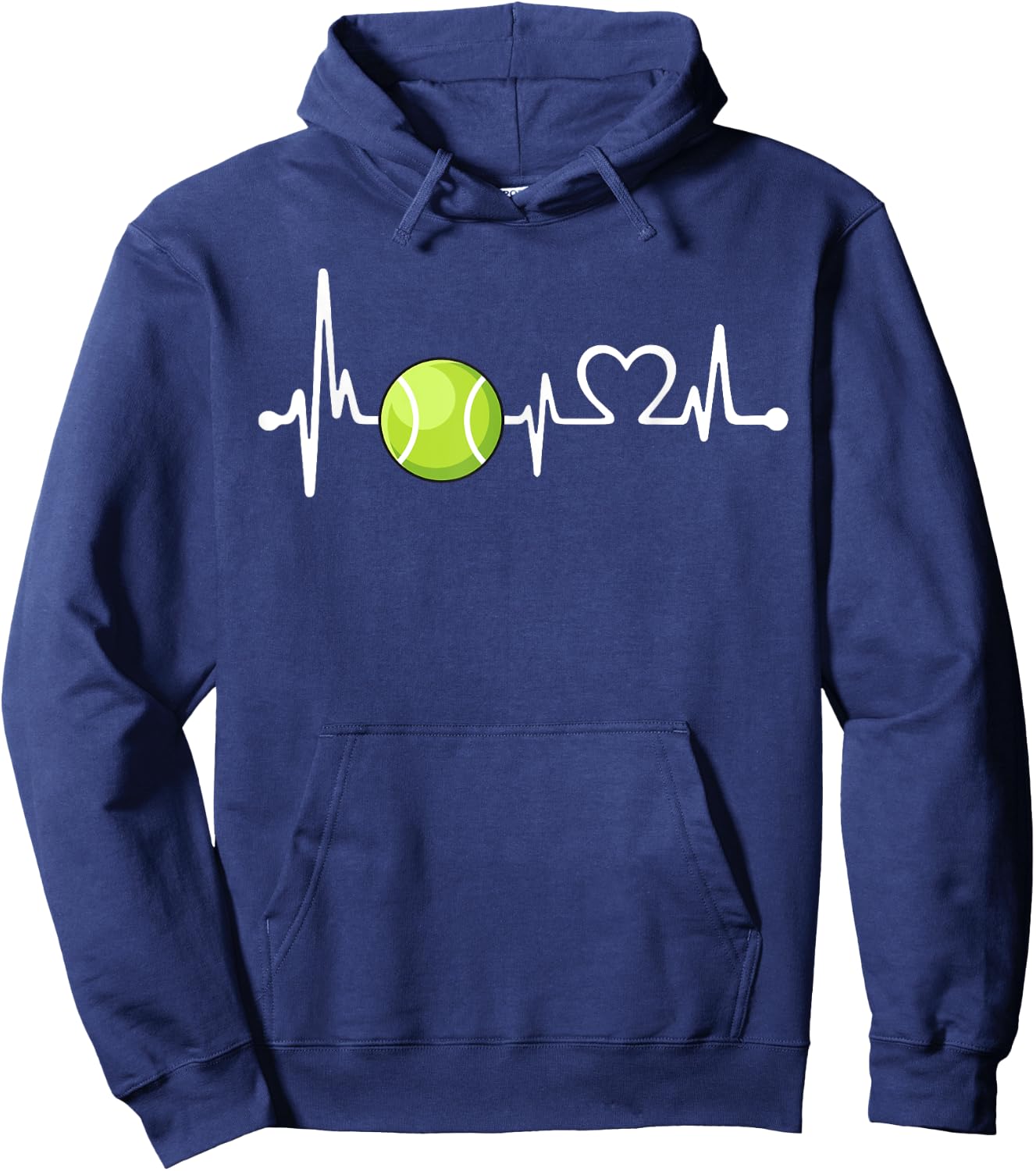 Funny Tennis Coach & Player Gift | Love Tennis Heartbeat Hoodie - Hoodie | Navy