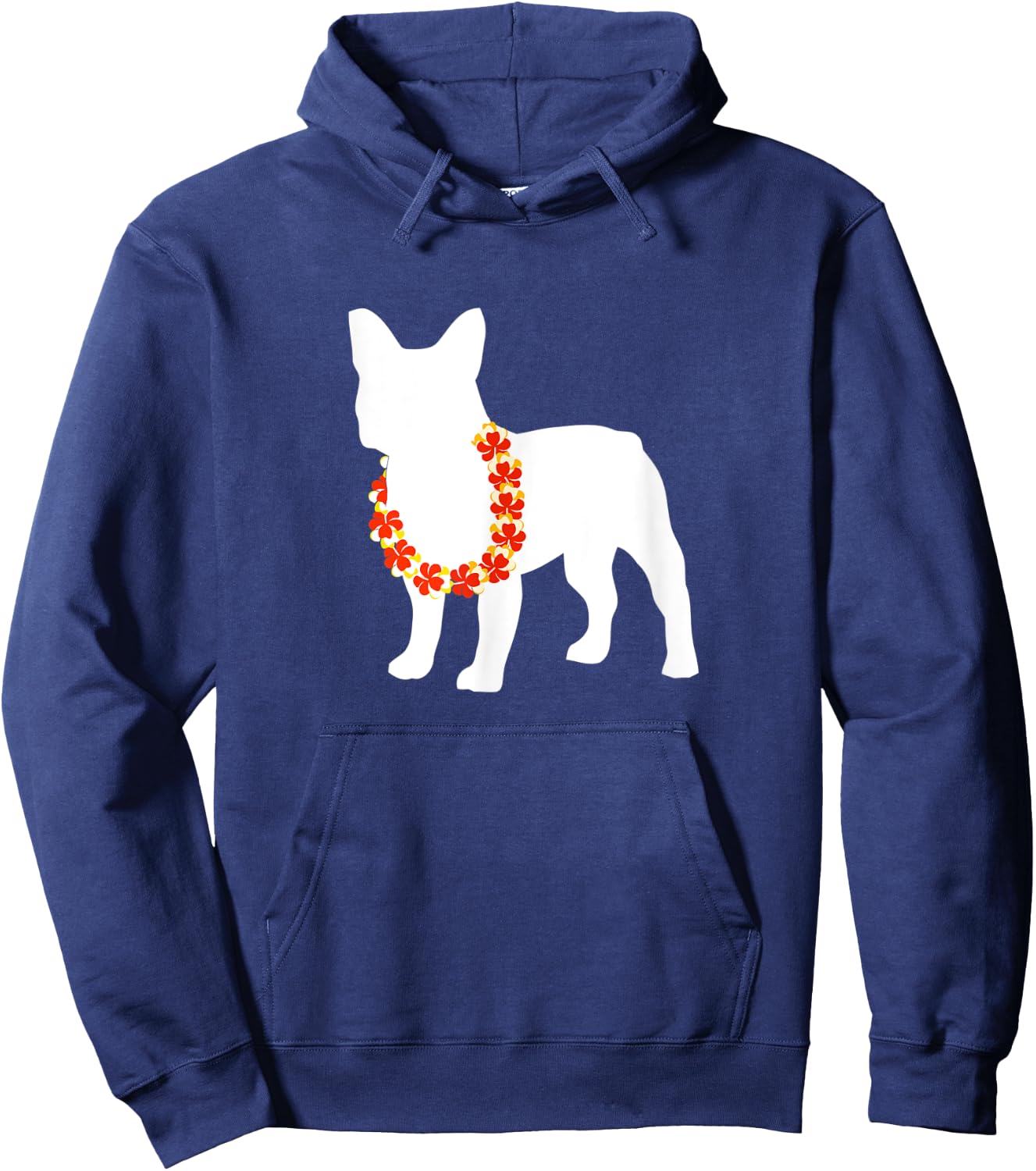 Frenchie French Bulldog Aloha Hawaiian Lei Dog Men Women Kids Hoodie - Hoodie | Navy