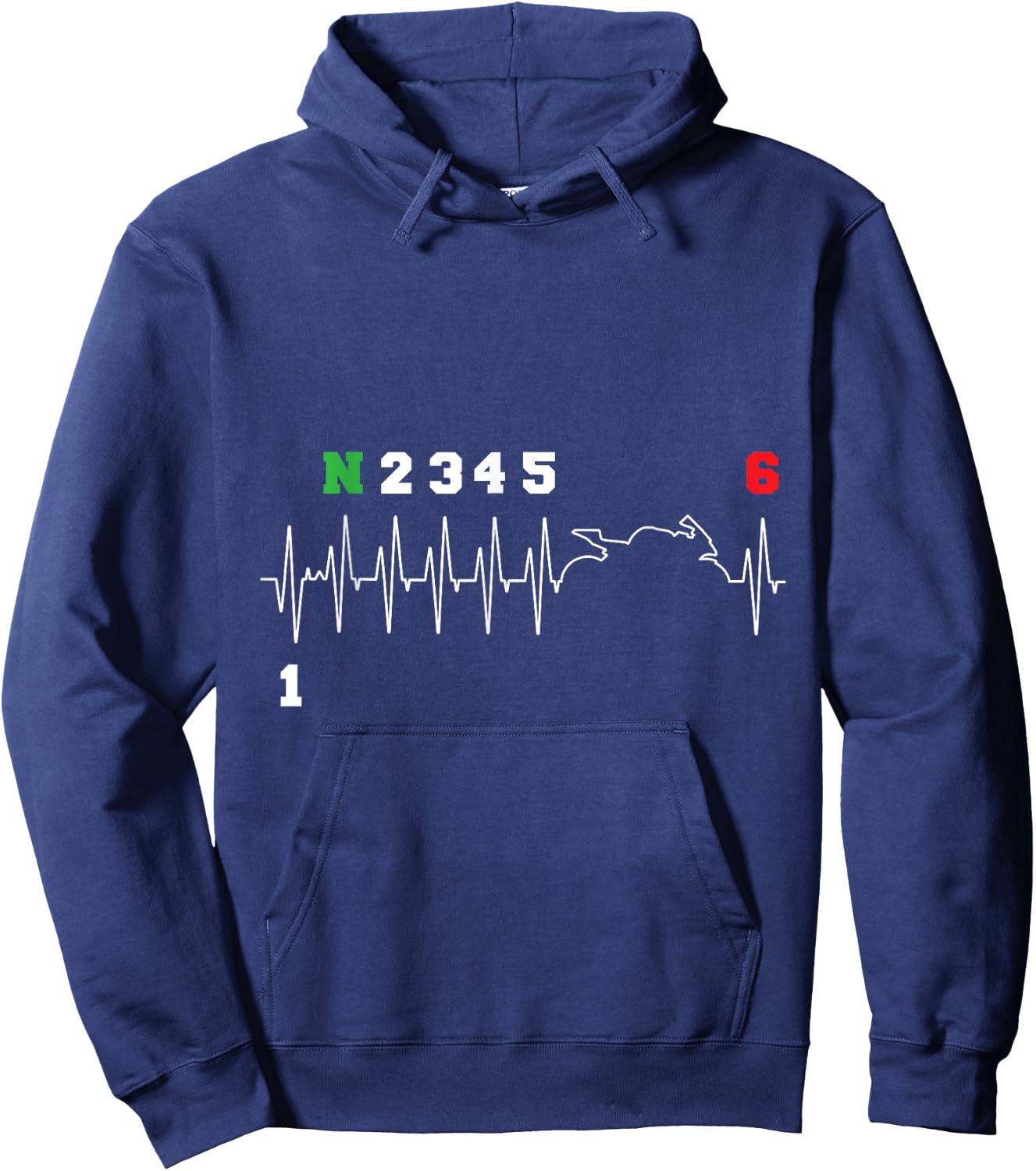 Motorcyclist Heartbeat ECG Motorcycle Bike Gearshift Biker Hoodie - Hoodie | Navy