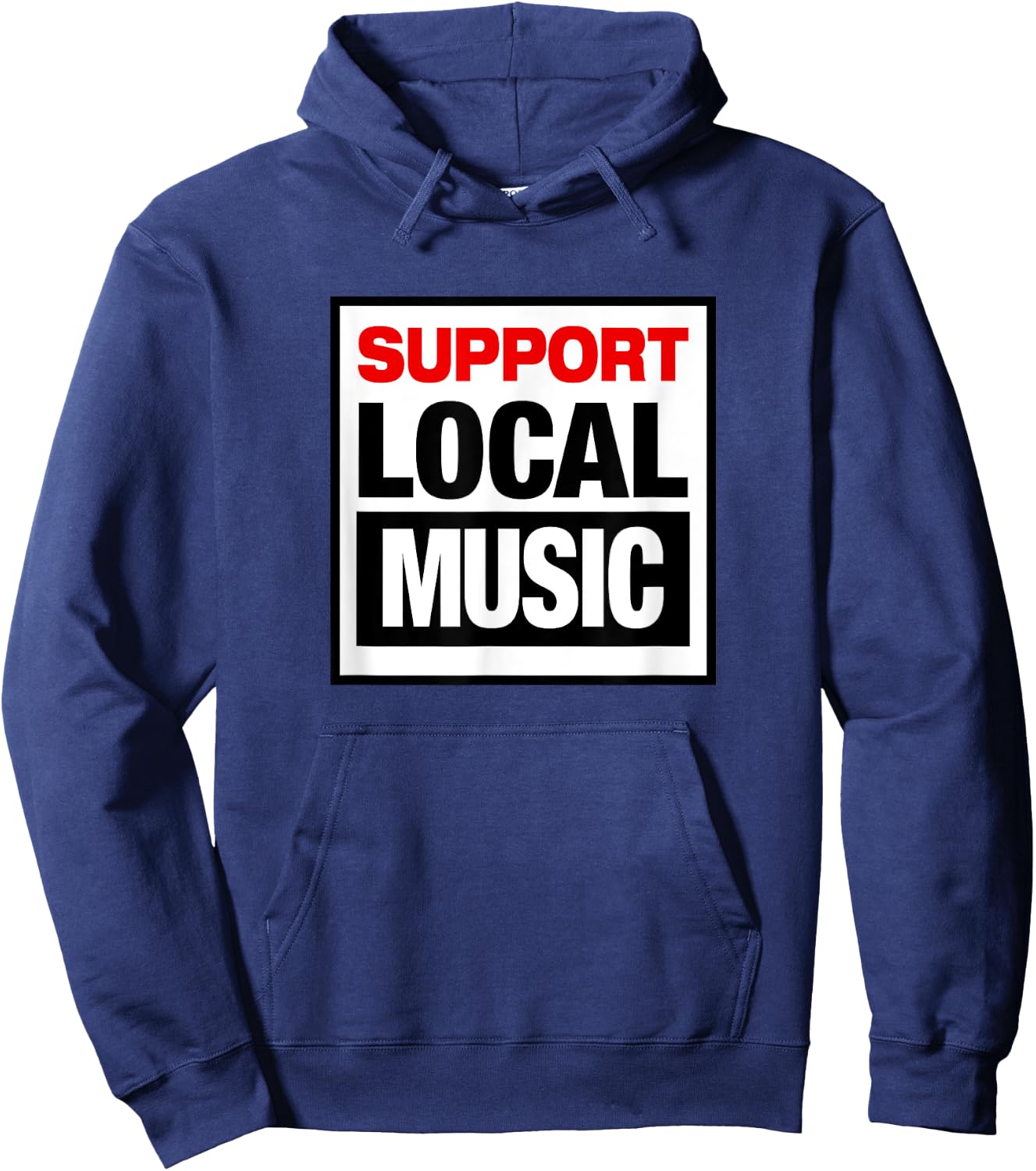 SUPPORT LOCAL MUSIC country punk rock alternative retro 80's Hoodie - Hoodie | Navy