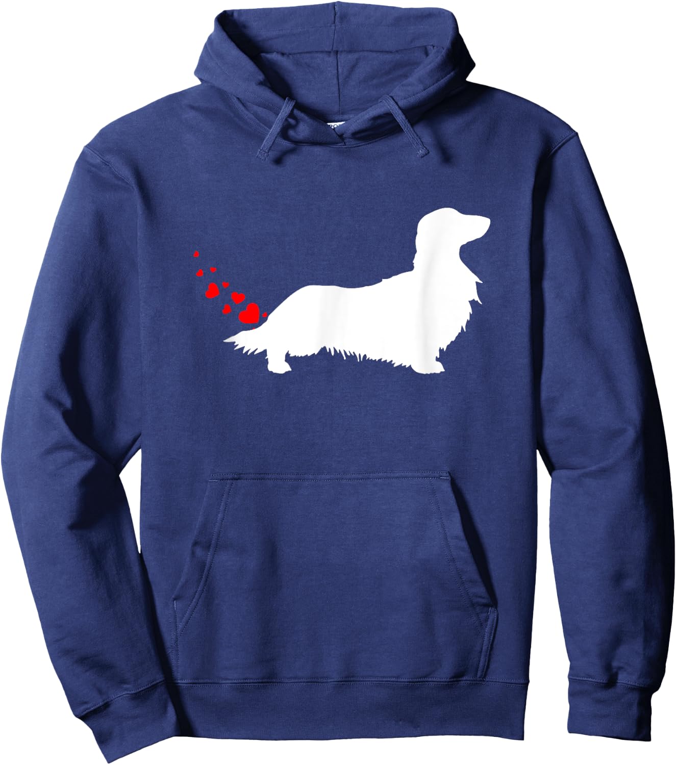 Love Dog Farts Apparel Corp. Valentines Day Long Haired Dachshund Owner Heart Farts Gift Hoodie - Hoodie | Navy
