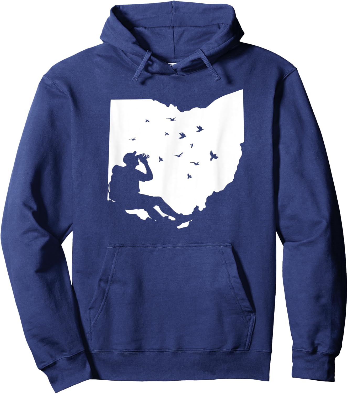 Map Ohio Bird Watching Design Birding Binoculars Birdwatcher Hoodie - Hoodie | Navy