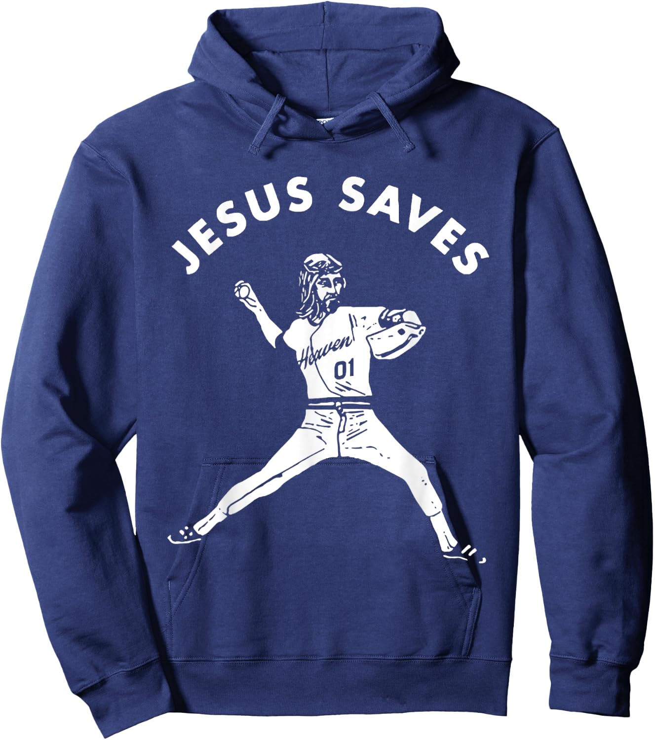 Jesus Saves Religious Christian Faith Baseball Shirt Hoodie - Hoodie | Navy