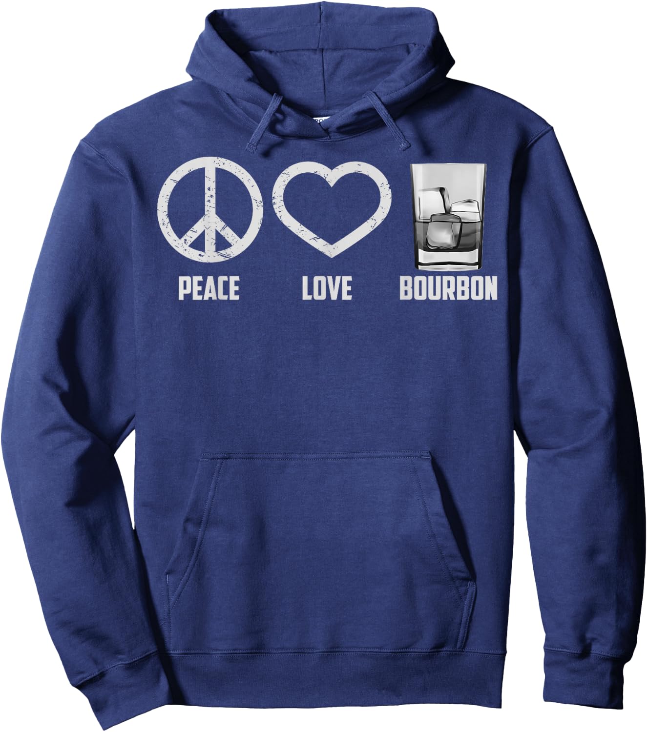 Peace Love Bourbon | Cool Whiskey Drinkers Gag Gift Hoodie - Hoodie | Navy