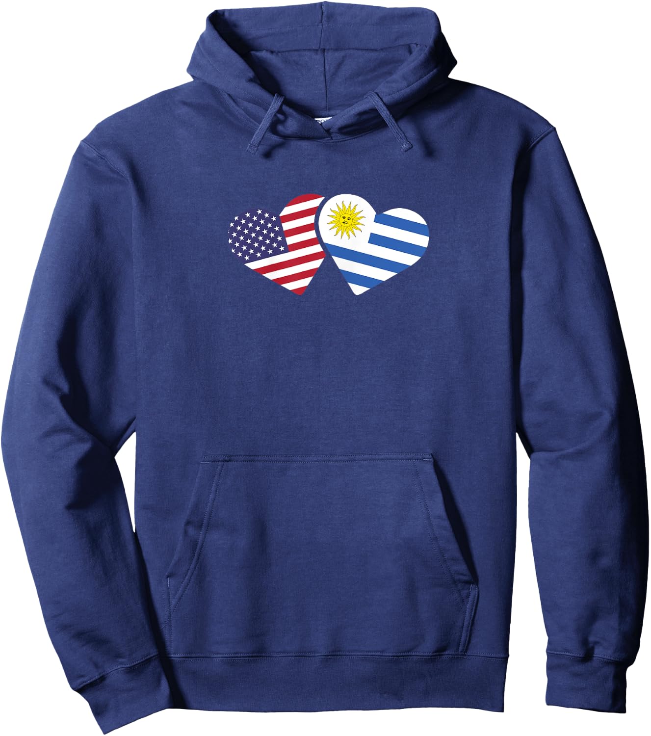 USA Uruguay Flag T Shirt Hearts Uruguayan American Love Gift Hoodie - Hoodie | Navy