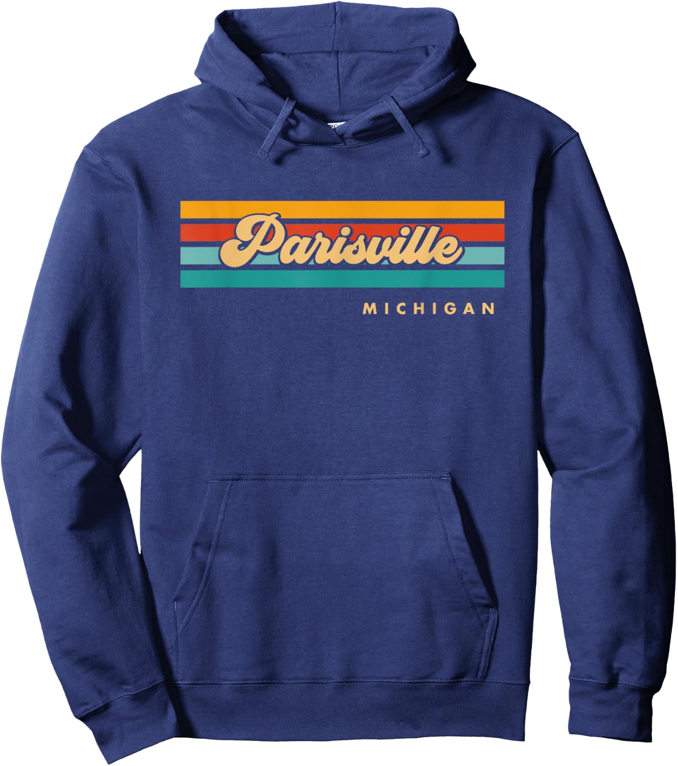 Vintage Sunset Stripes Parisville, Michigan Hoodie - Hoodie | Navy