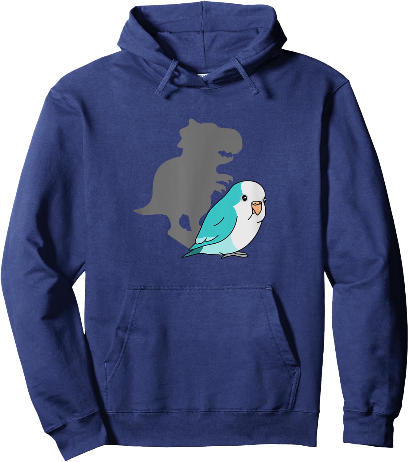 Chubby Blue quaker T-rex Cute Parrot Doodle Dinosaur Shadow Hoodie - Hoodie | Navy