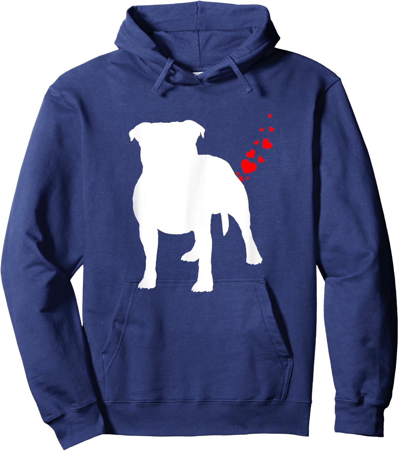 Staffordshire Bull Terrier Valentines Day Heart Dog Farts Men Women Girls Kids Hoodie - Hoodie | Navy