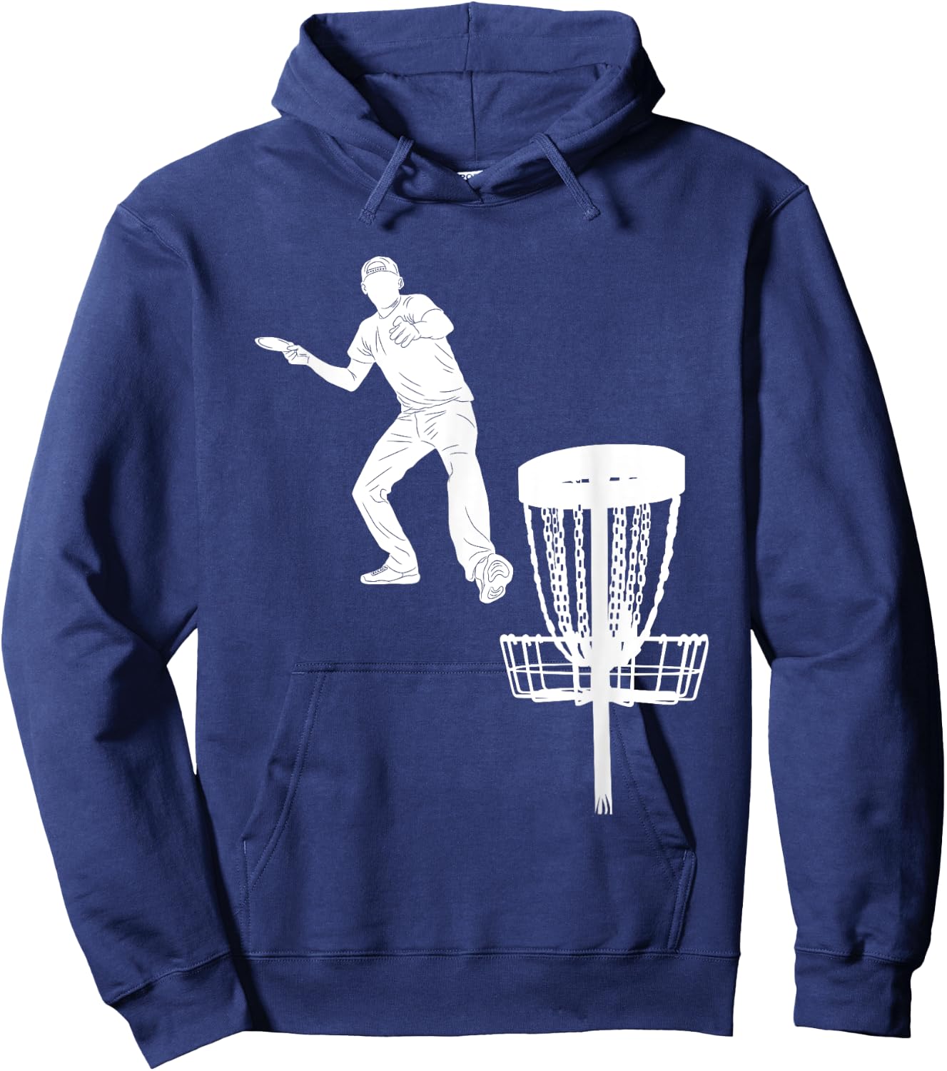 Silhouette American Disc Golf Player Frolf Targeting Hoodie - Hoodie | Navy