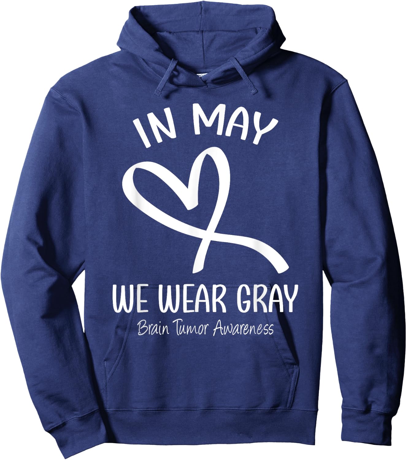 Heart In May We Wear Gray Brain Tumor Awareness Month Hoodie - Hoodie | Navy