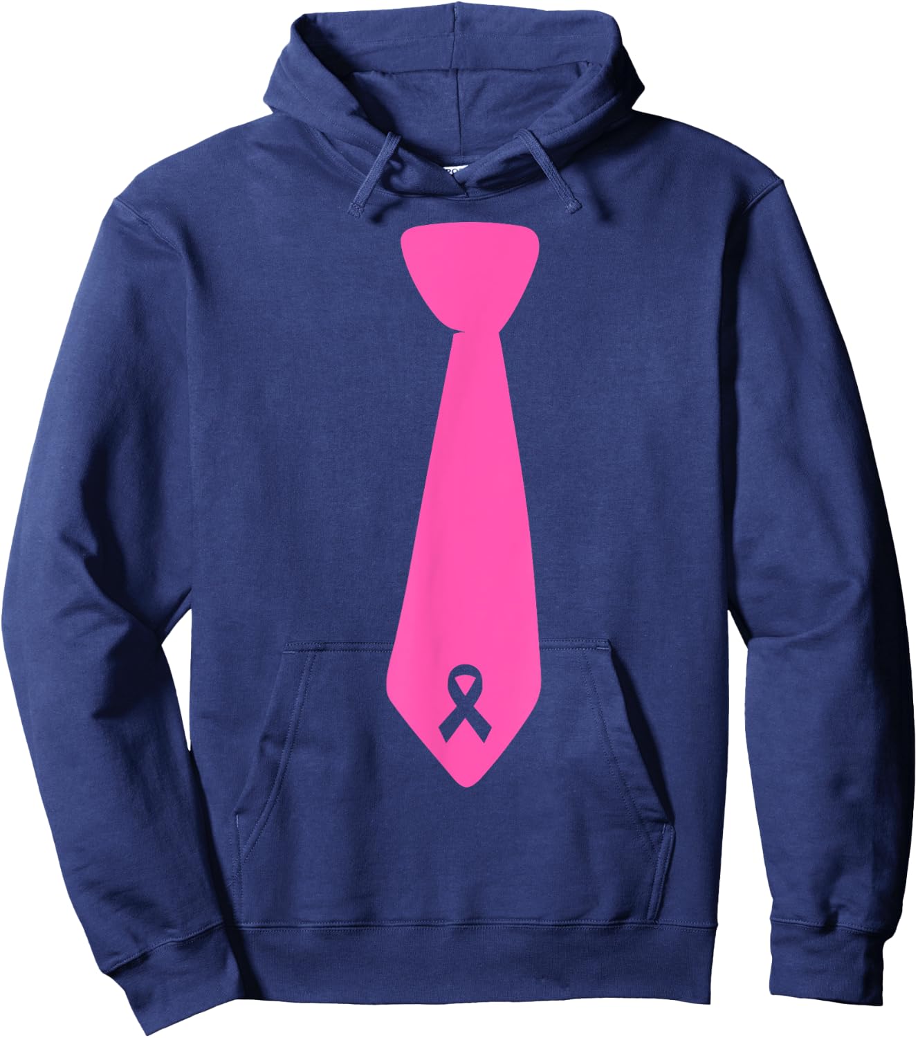 Breast Cancer Awareness Pink Ribbon Tie Hoodie - Hoodie | Navy