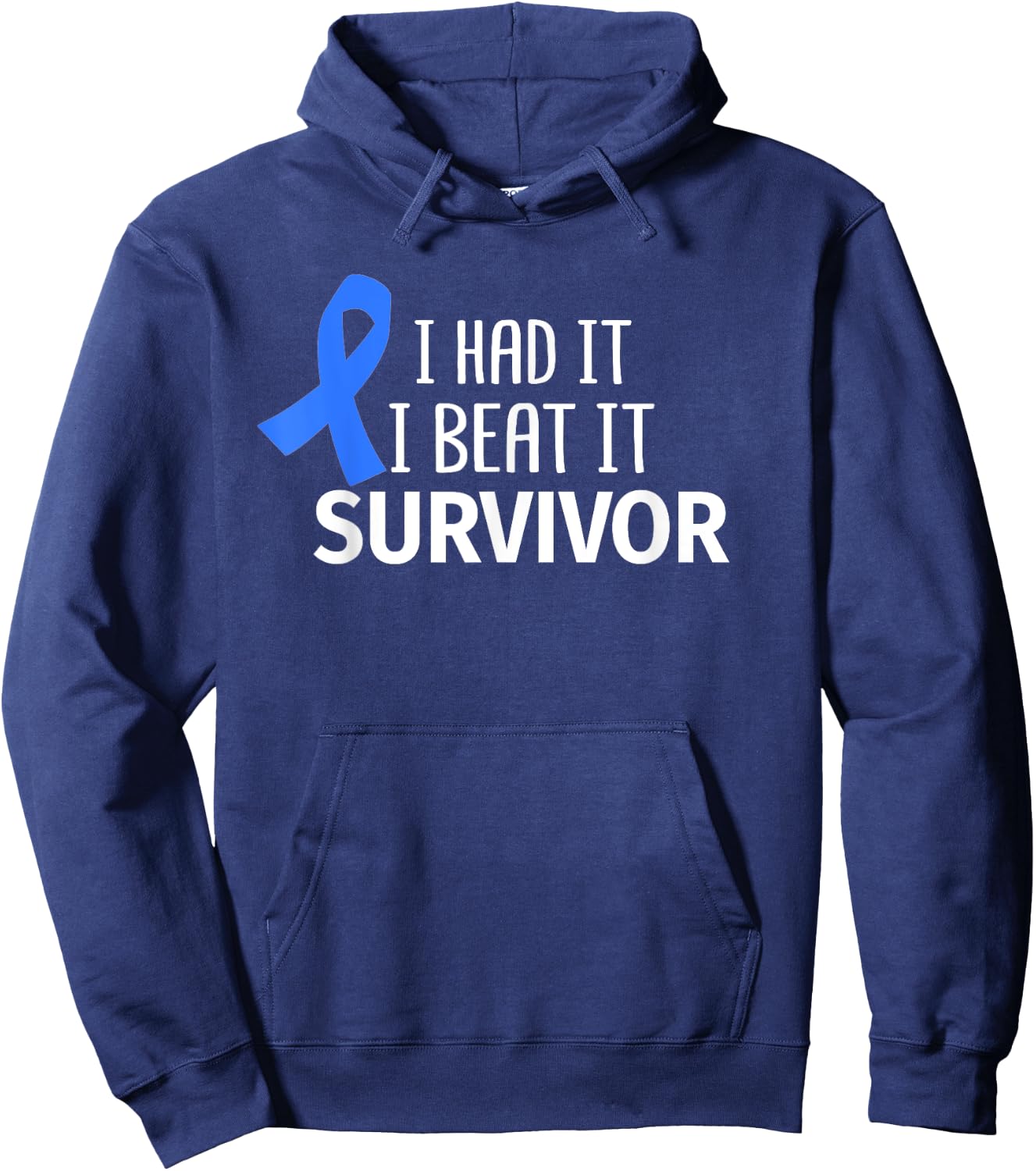Colon Cancer I Had It I Beat It Survivor Dark Blue Ribbon Hoodie - Hoodie | Navy