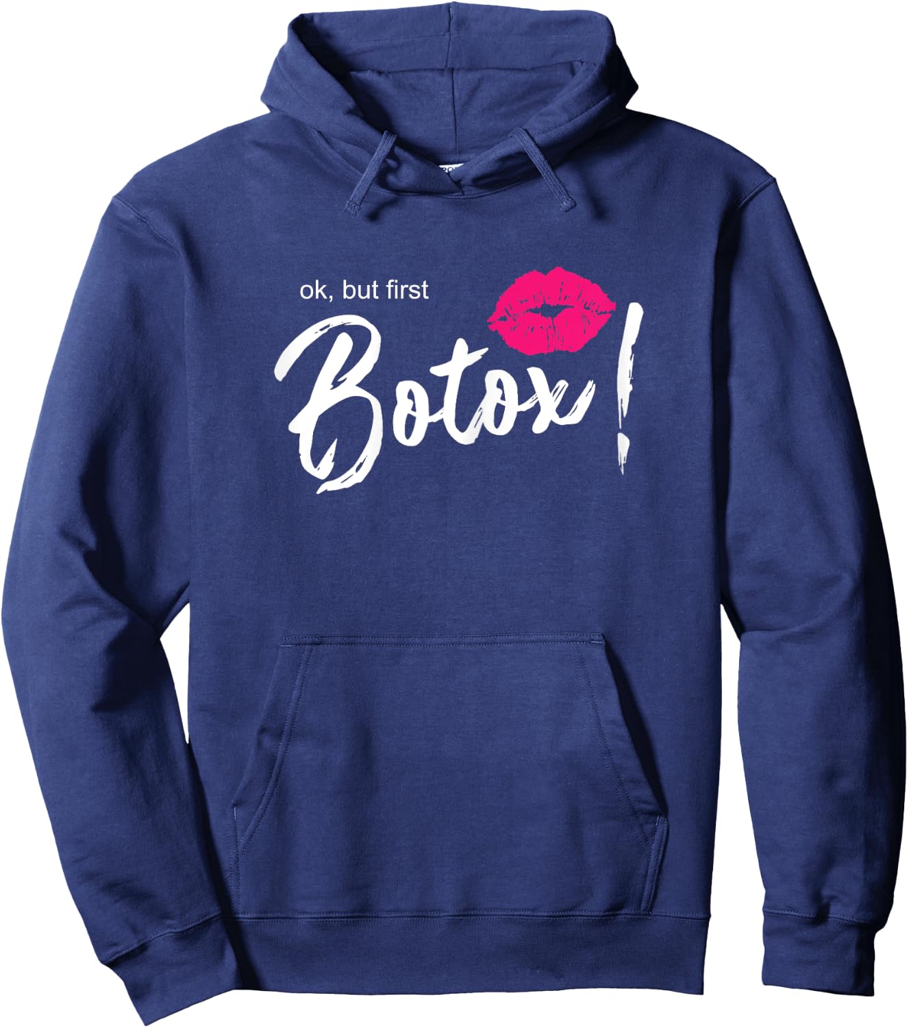 Funny Botox Sayings Design Shop Co. But First Botox - Women's Black Letter Print - XS Hoodie - Hoodie | Navy