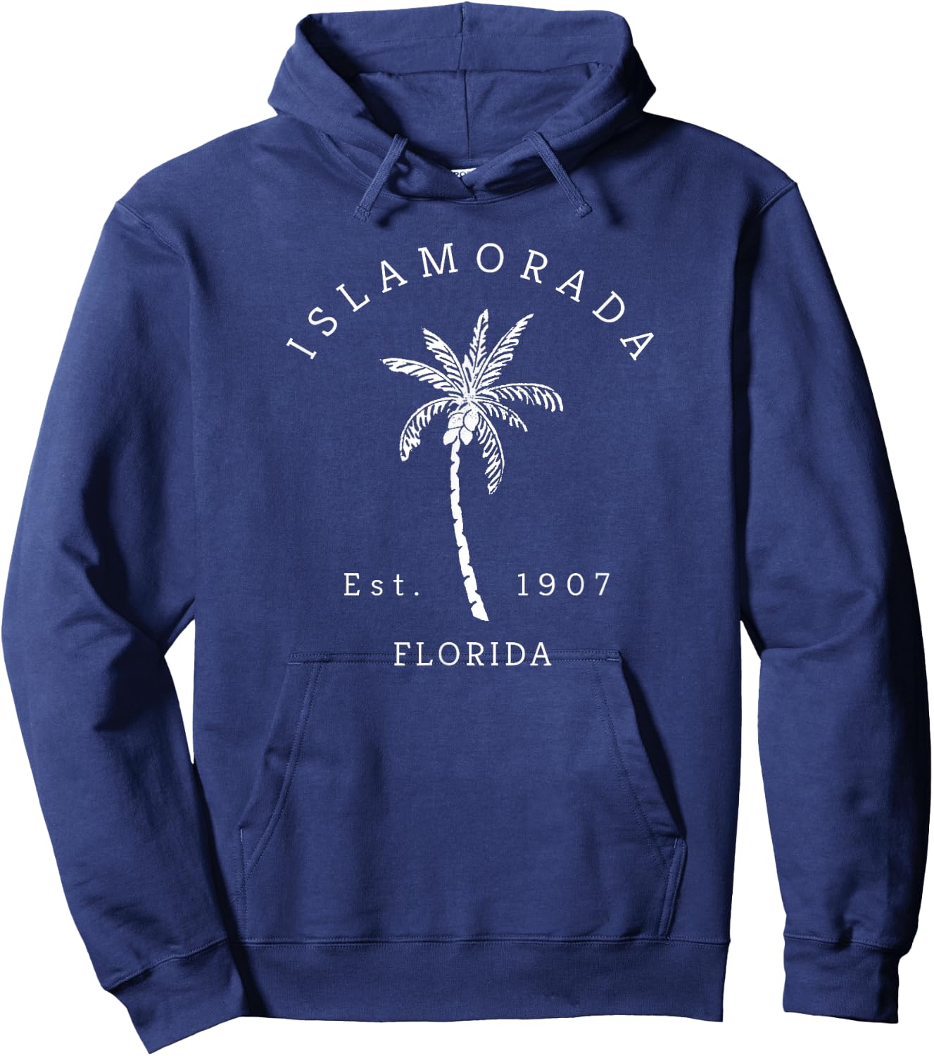 Retro Cool Islamorada Vintage Florida Palm Tree Novelty Art Hoodie - Hoodie | Navy