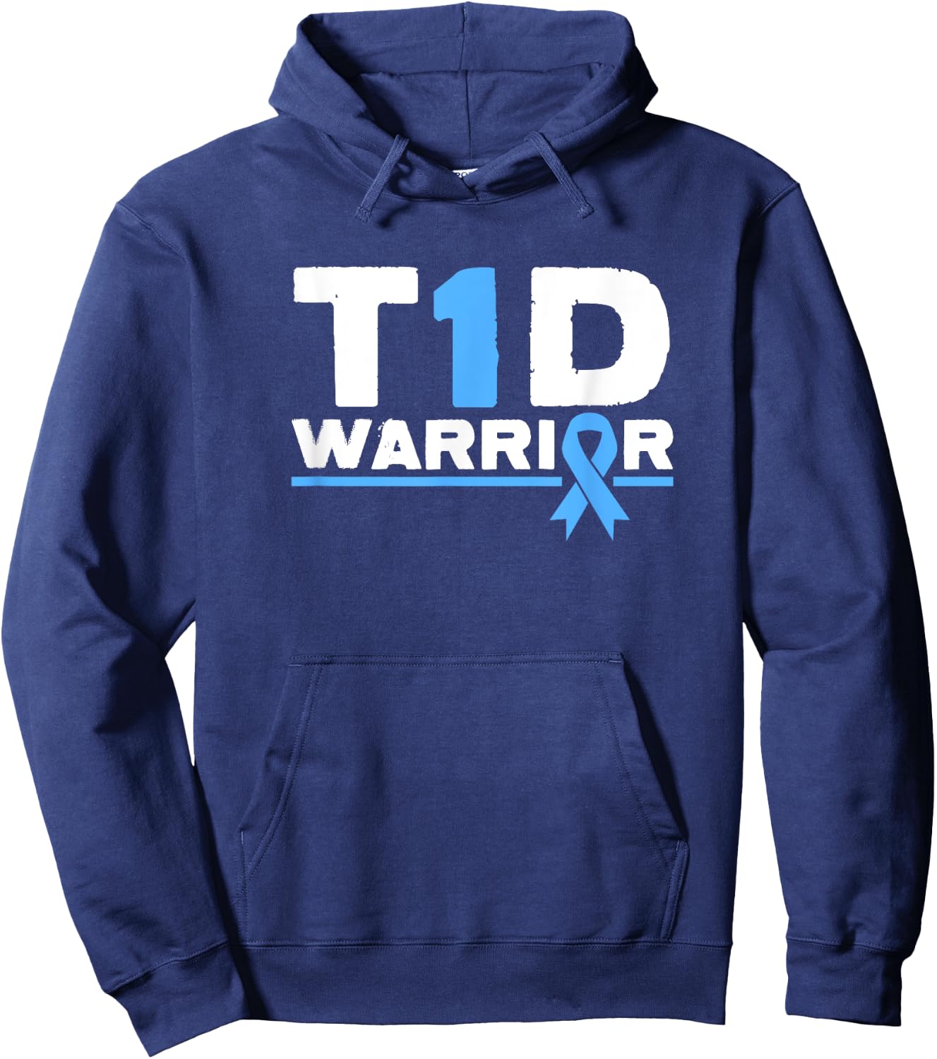 T1D Warrior Type 1 Diabetes Awareness Diabetic Blue Ribbon Hoodie - Hoodie | Navy