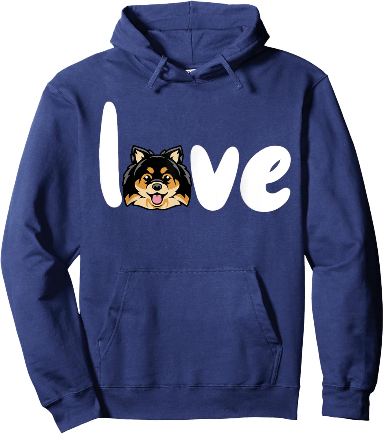 pomeranian BLACK TAN love dog Hoodie - Hoodie | Navy