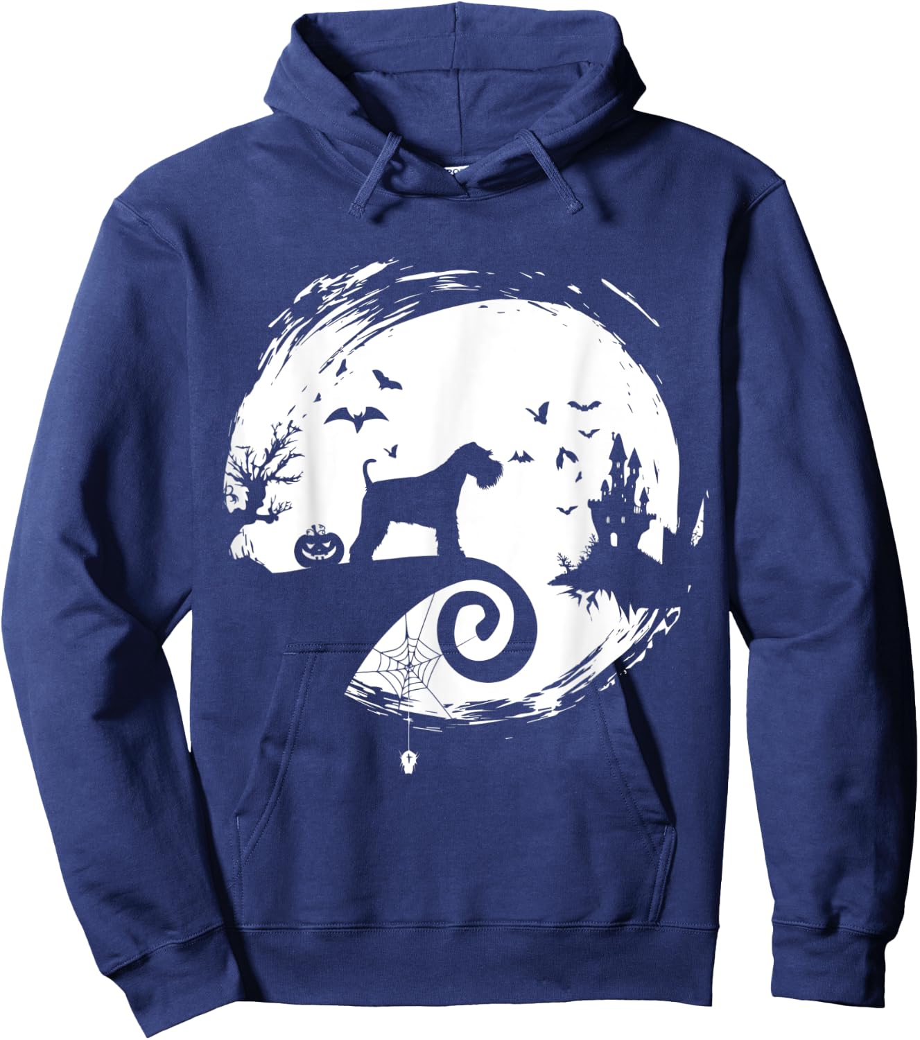 Miniature Schnauzer Halloween Costume Moon Silhouette Hoodie - Hoodie | Navy