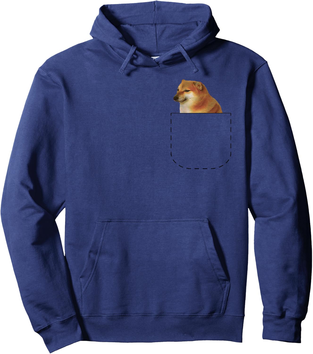 Mommottix Cheems , Women's Black Dog Meme , Small, Short Sleeve, , Classic Fit, Cotton 65% Polyester 35% Hoodie - Hoodie | Navy