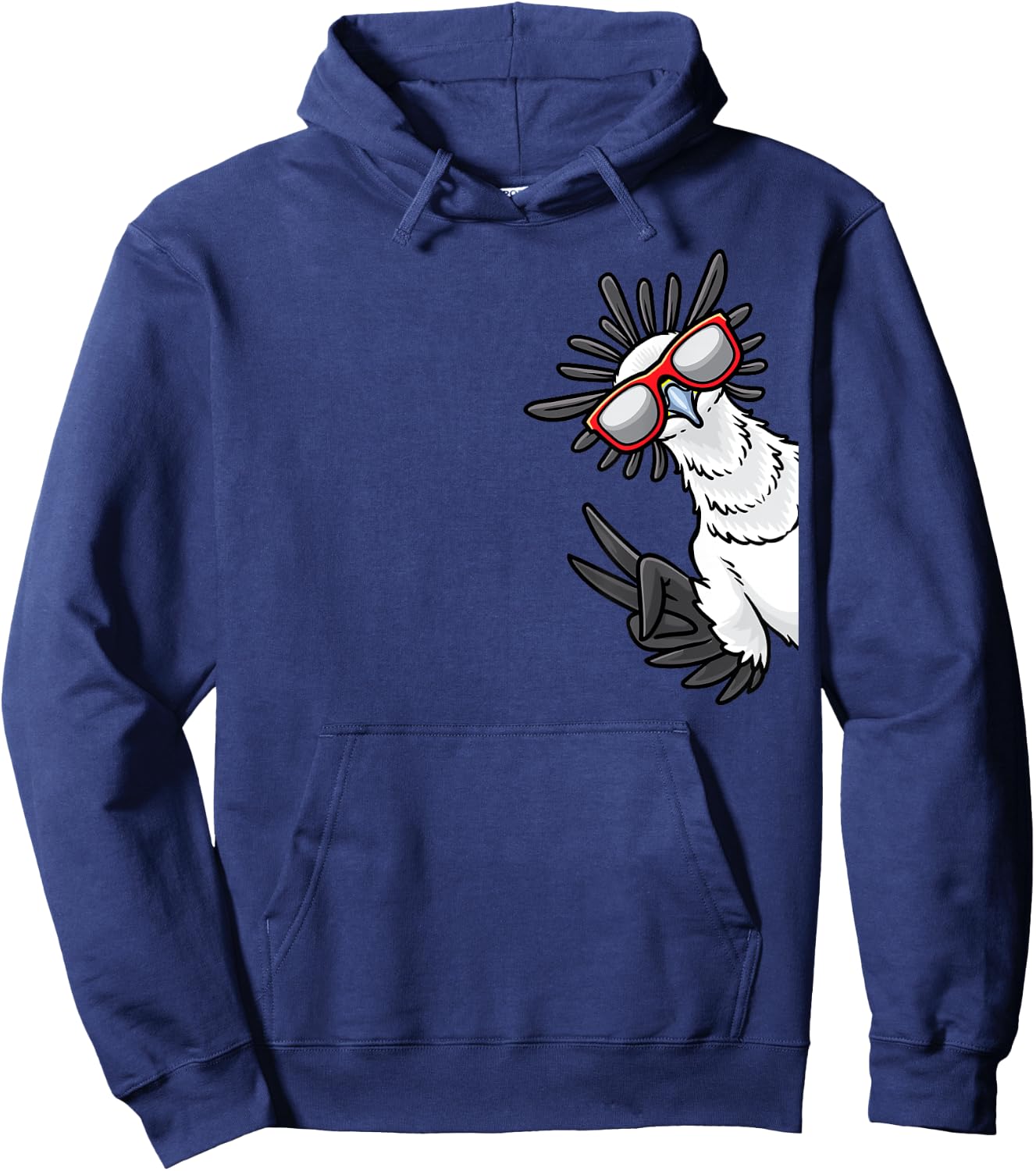 Secretary Bird From Side Secretarybird With Sunglasses Hoodie - Hoodie | Navy