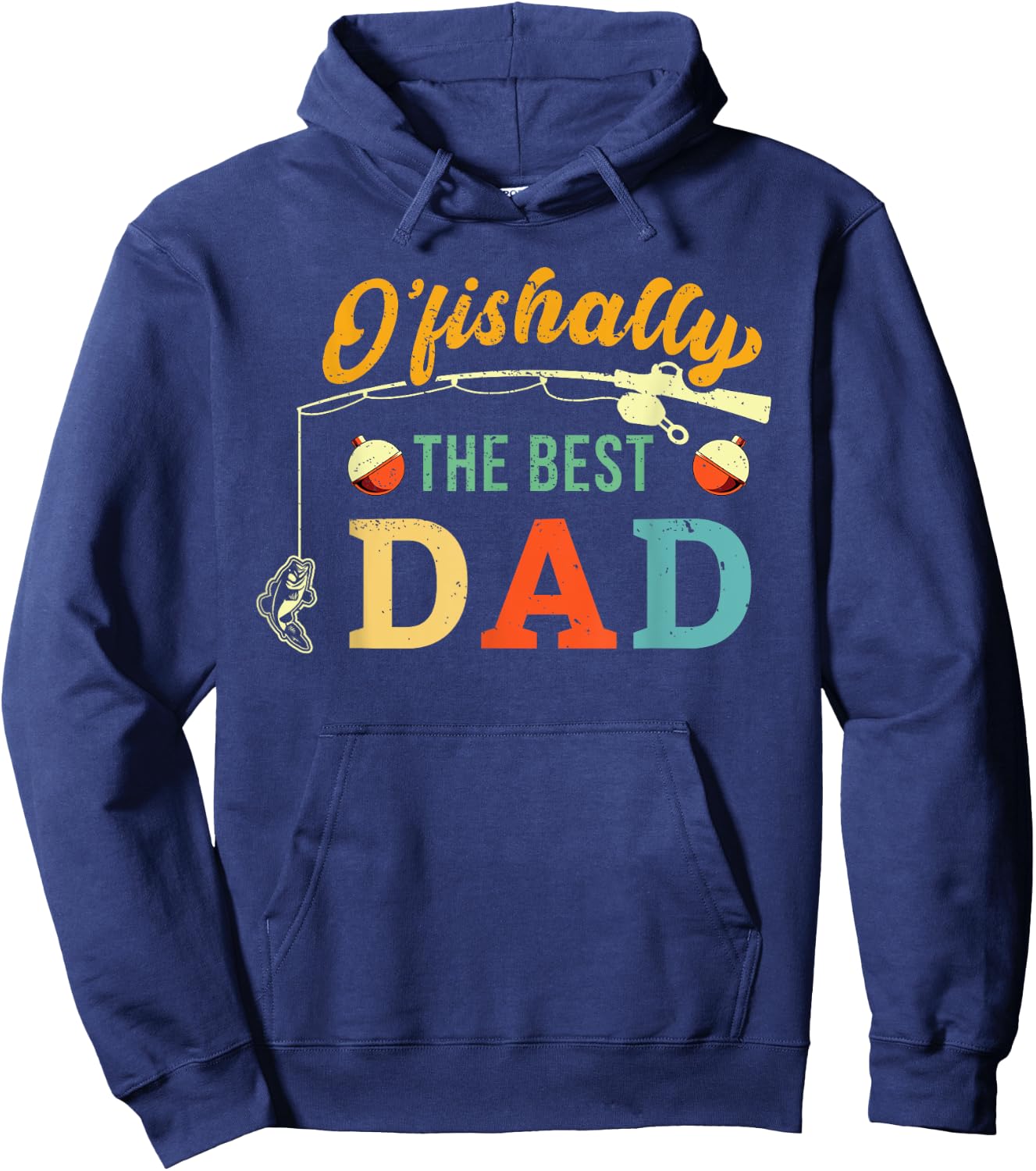 Retro Ofishally The Best Dad Fishing Father Fisherman Papa Hoodie - Hoodie | Navy