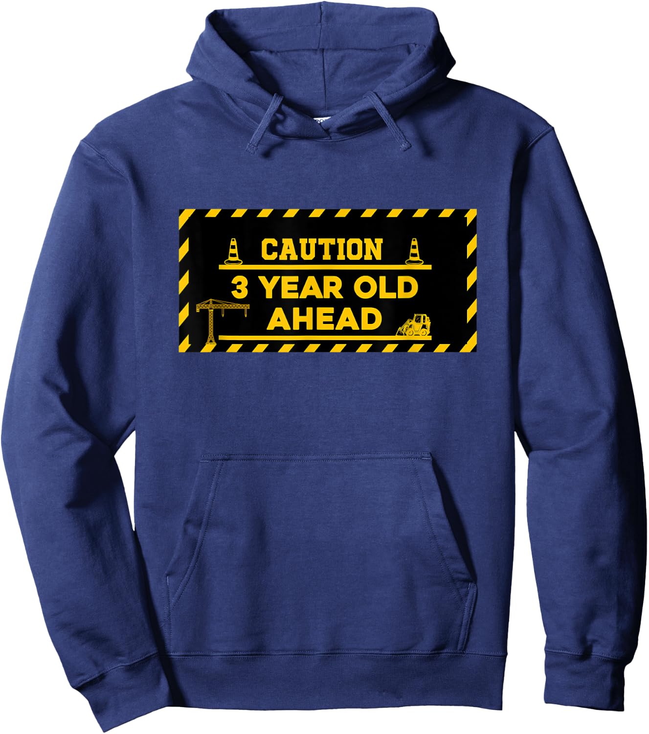 Construction 3rd Birthday kids Caution 3 year old ahead Hoodie - Hoodie | Navy
