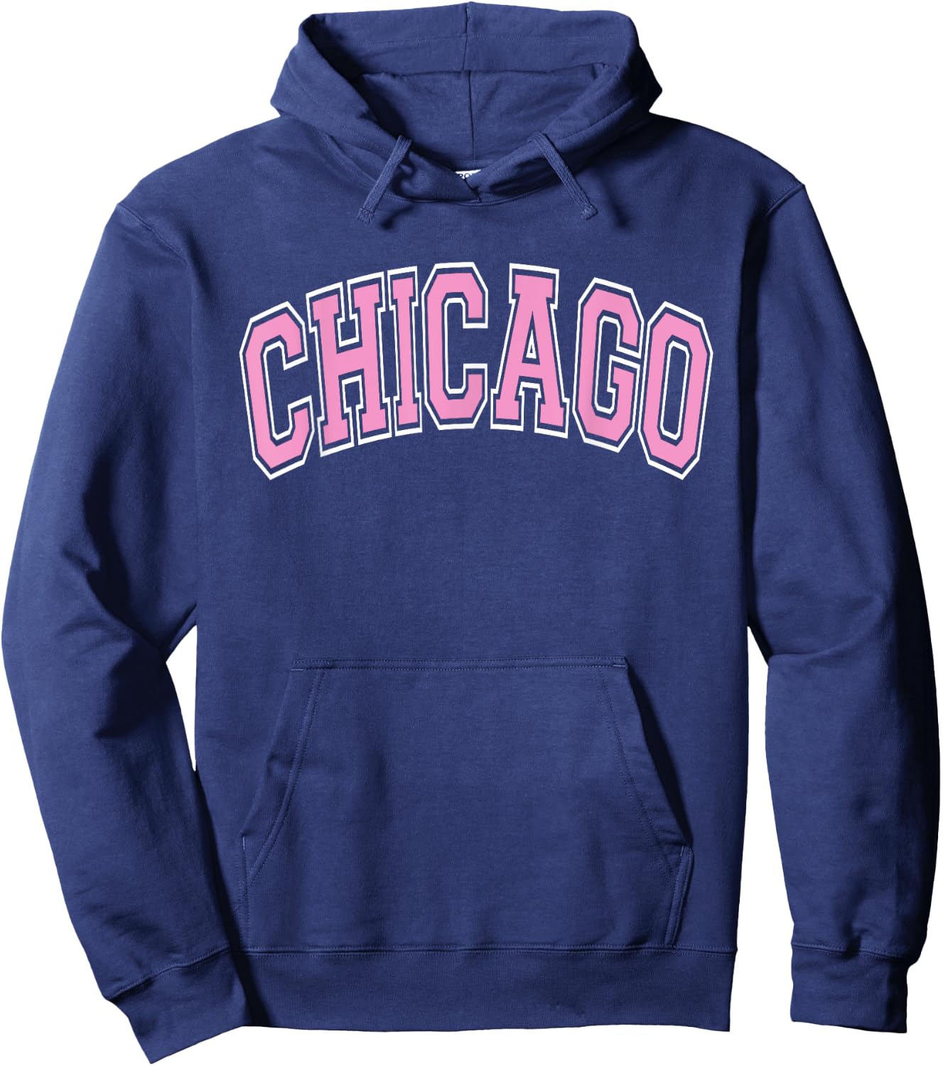 Chicago Arched Pink Text Hoodie - Hoodie | Navy