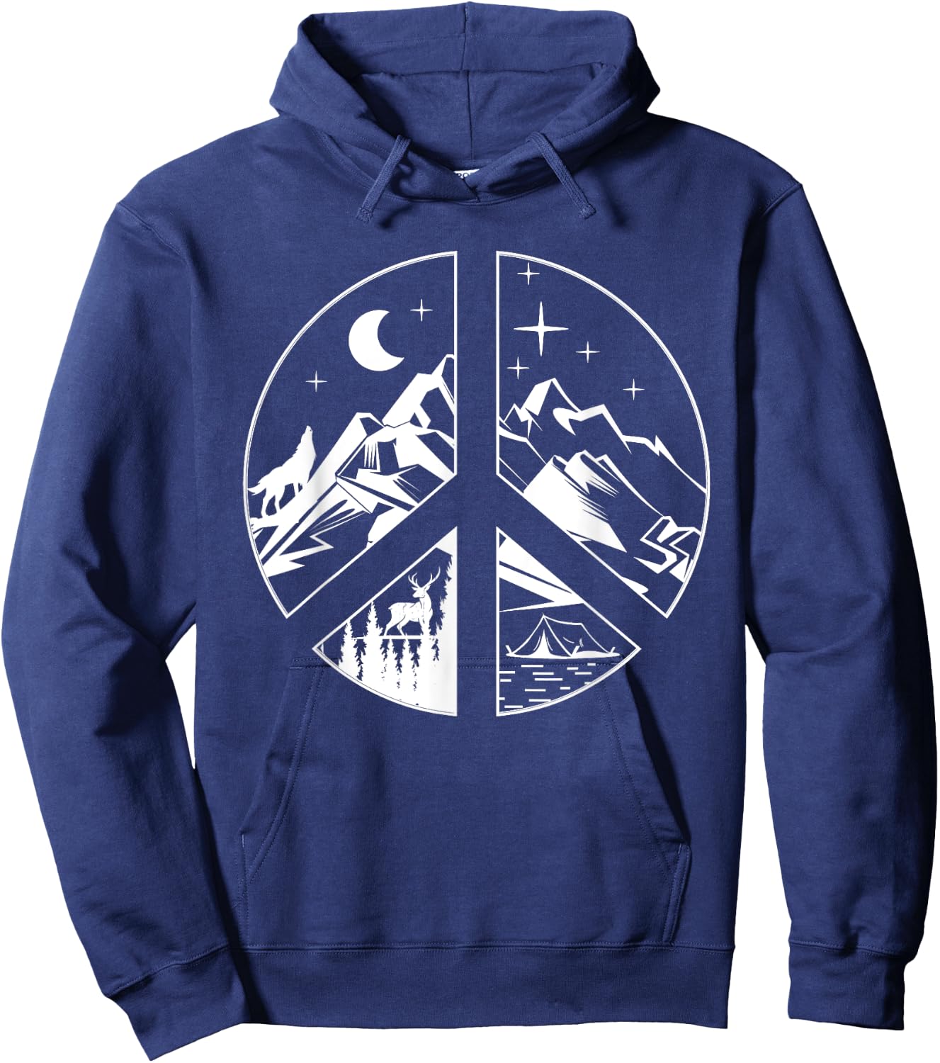 Peace Sign Going Outdoors Mountain Adventure Hiking Hiker Hoodie - Hoodie | Navy