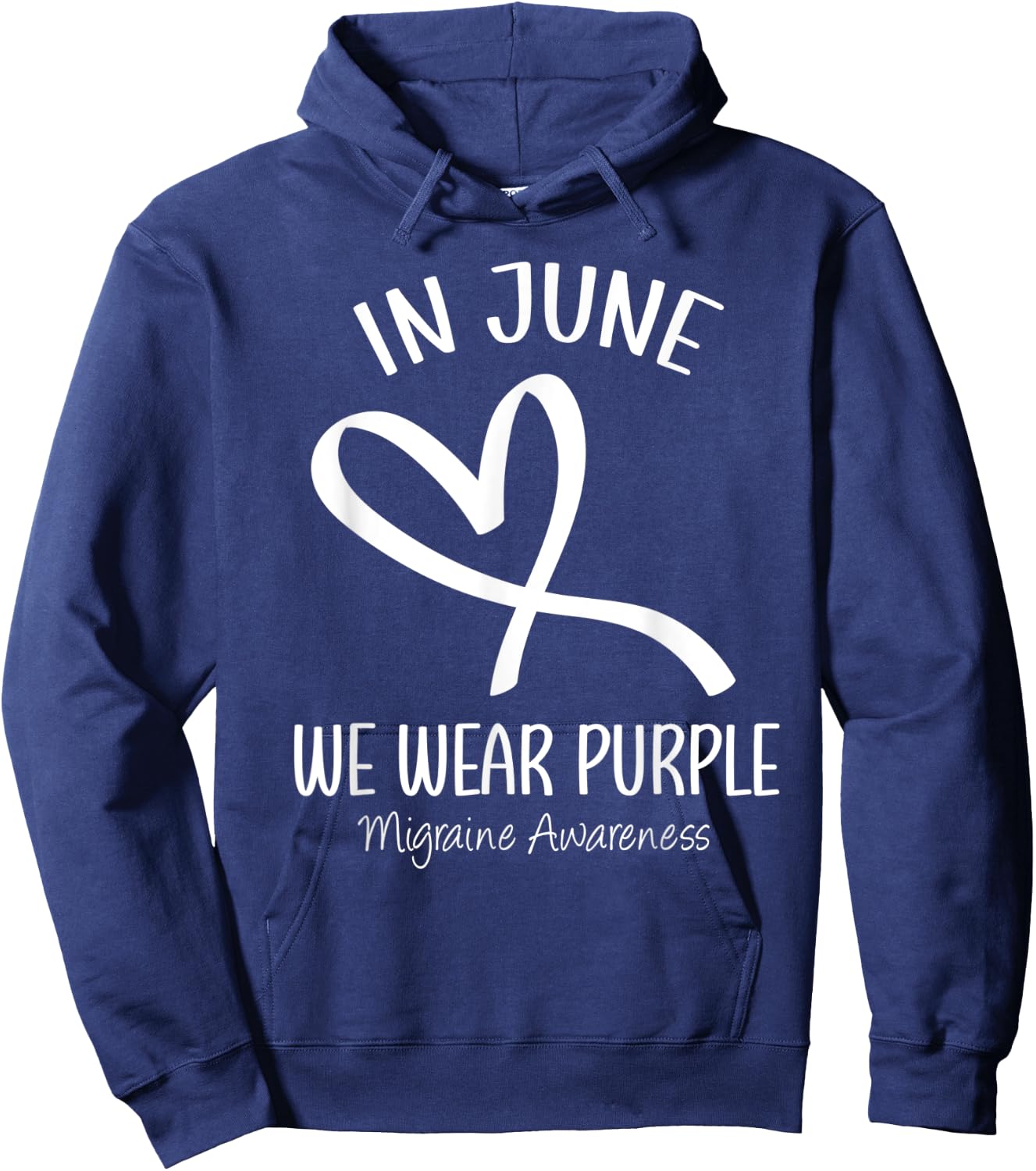 Heart In June We Wear Purple Migraine Awareness Month Ribbon Hoodie - Hoodie | Navy