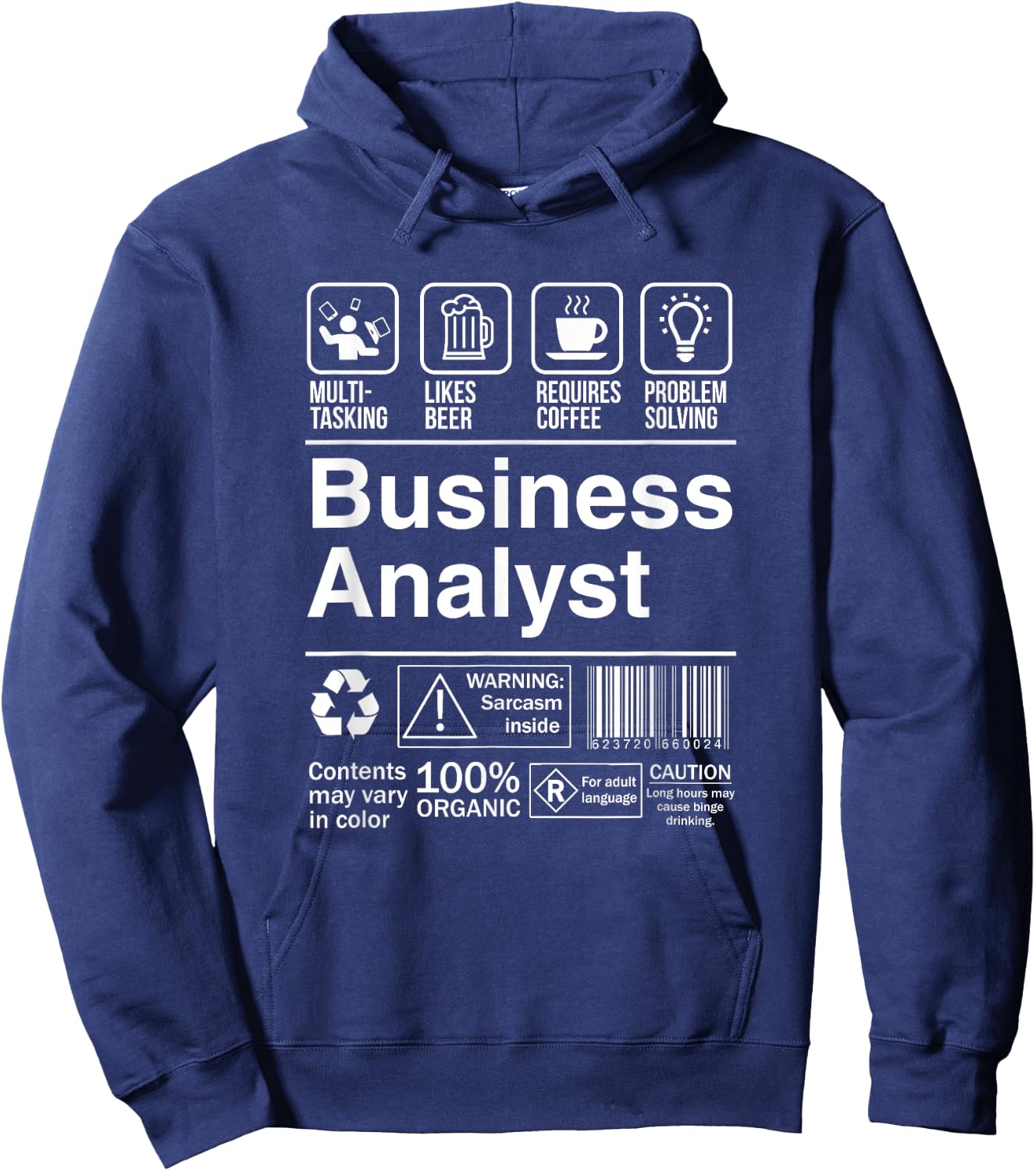 Business Analyst Funny Sarcastic Label Hoodie - Hoodie | Navy
