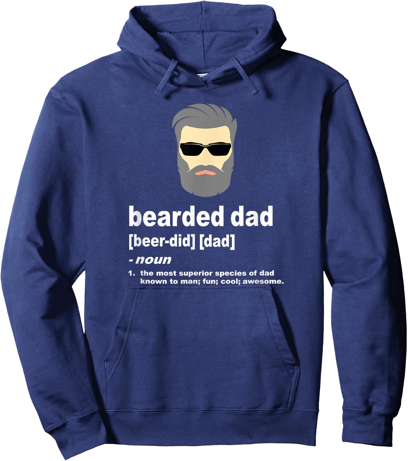 Funny Dad Bearded Dad with Silver or Gray Hair Hoodie - Hoodie | Navy