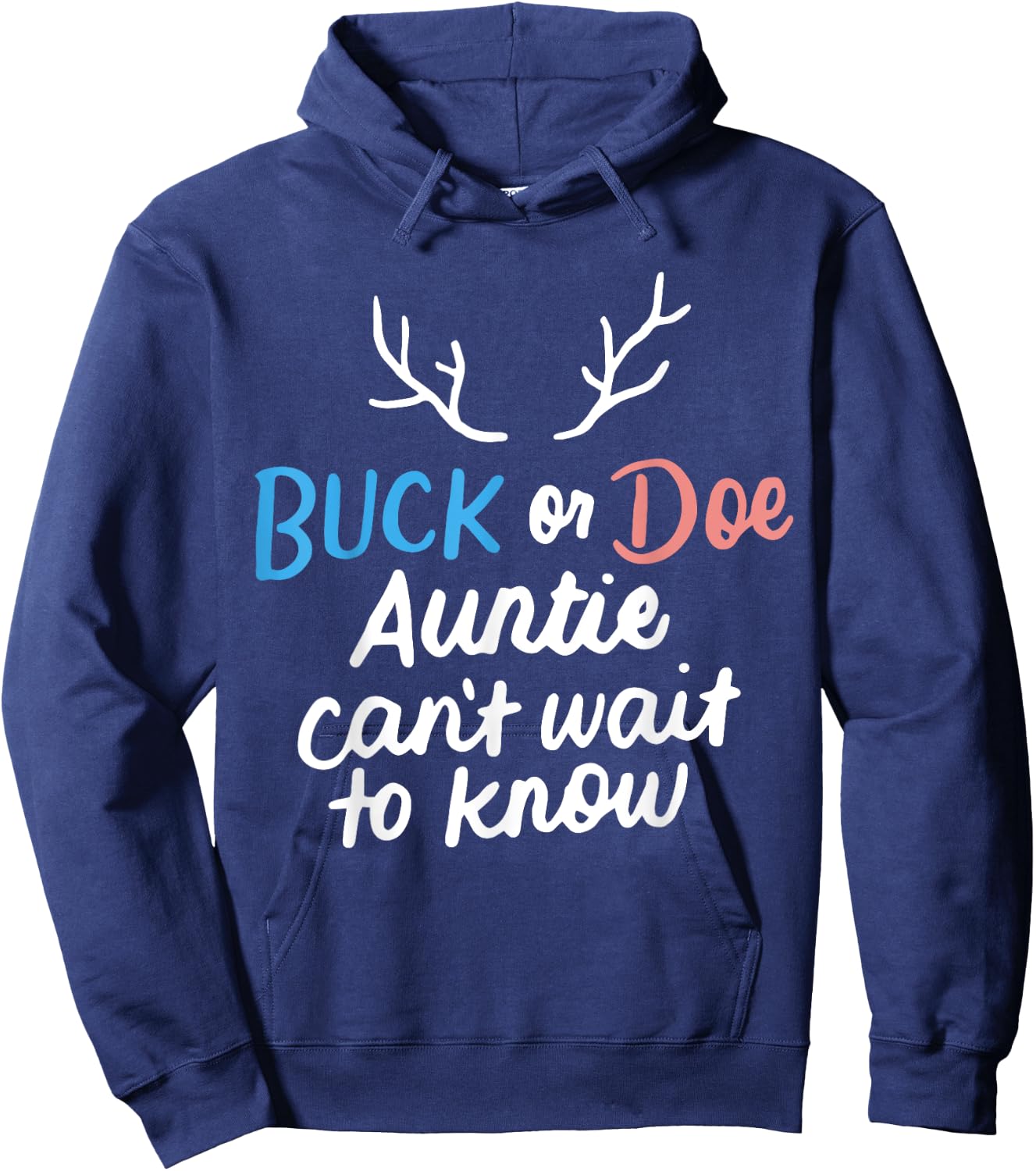 Buck or Doe Auntie Can't Wait to Know Gender Reveal Party Hoodie - Hoodie | Navy