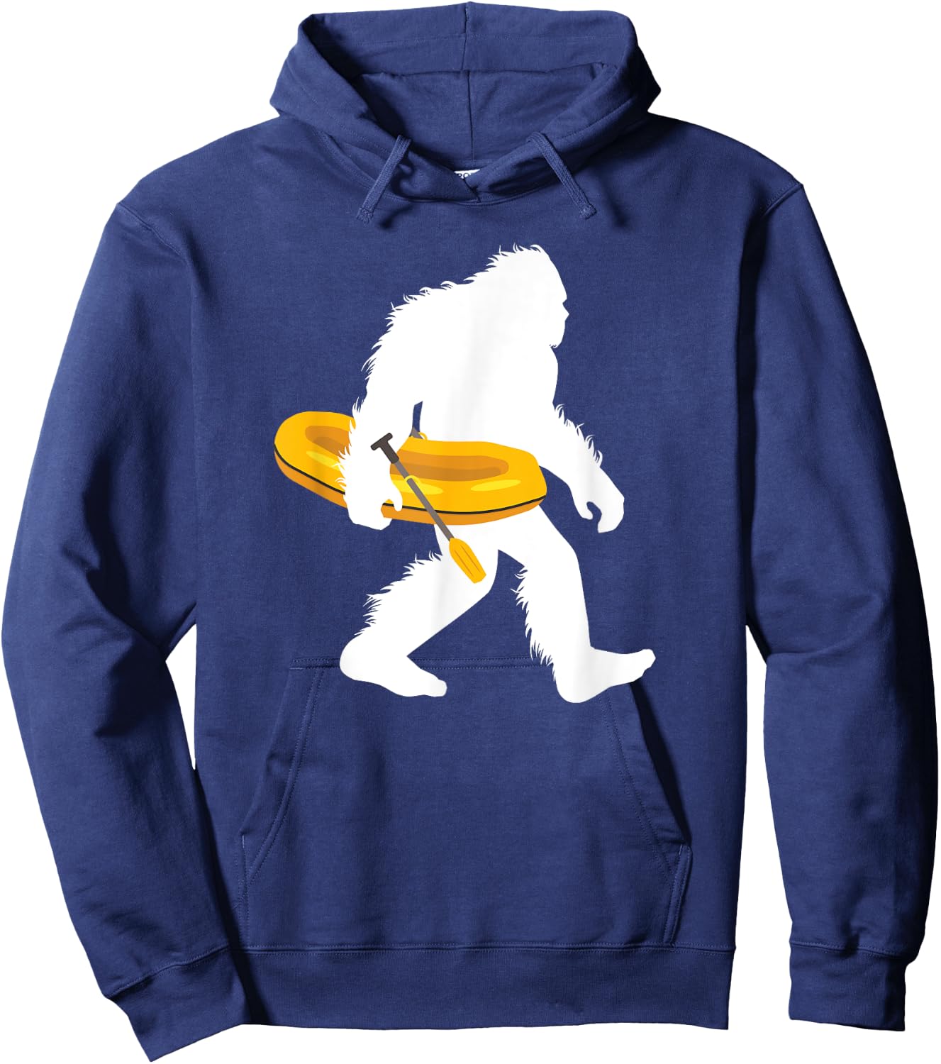 Bigfoot Carrying Rafting Boat Tubing Sasquatch With Raft Hoodie - Hoodie | Navy