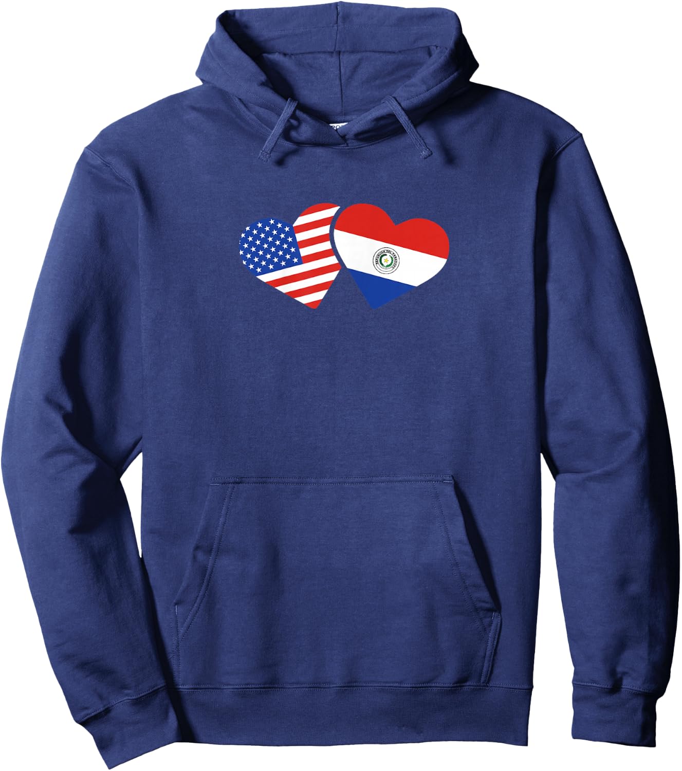 USA Paraguay Flag T Shirt Hearts Paraguayan American Love Hoodie - Hoodie | Navy