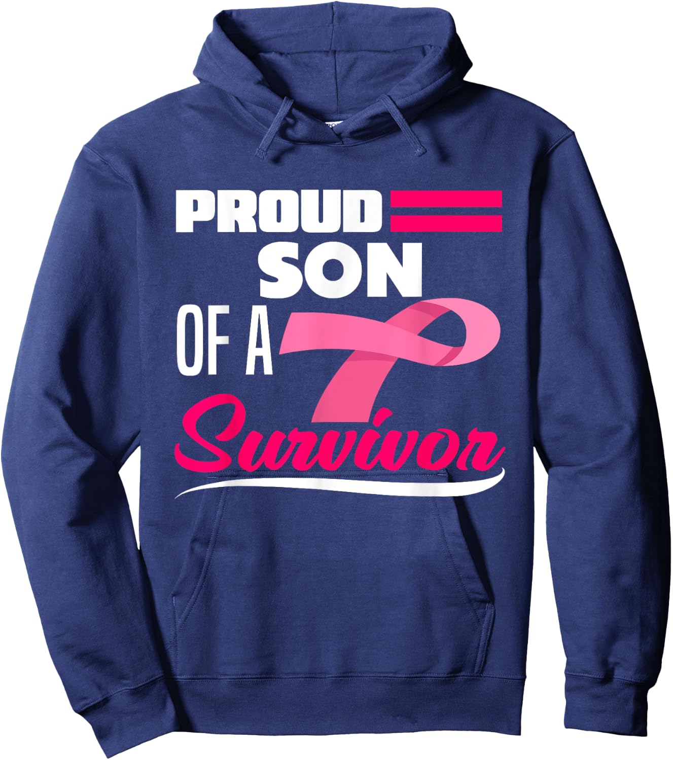 Proud Son Of A Survivor Mom Mother Breast Cancer Awareness Hoodie - Hoodie | Navy