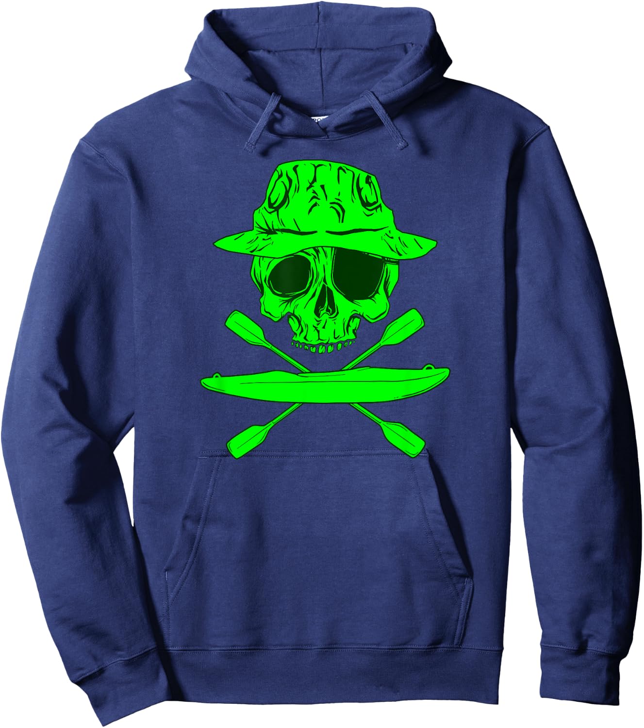 KAYAK CANOE rafting games white water green skull KAYAKER Hoodie - Hoodie | Navy