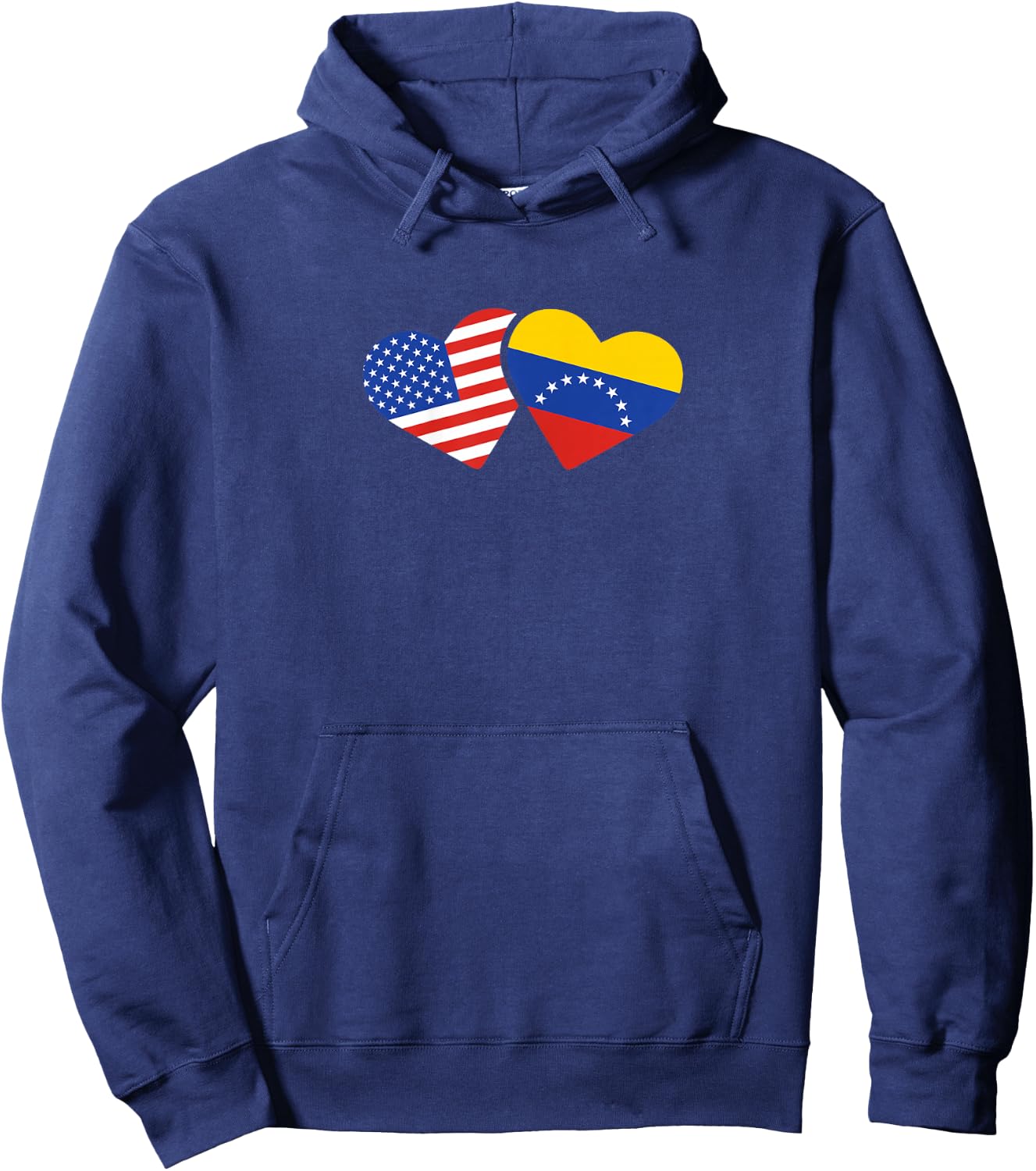 USA Venezuela Flag Hearts T Shirt Venezuelan American Love Hoodie - Hoodie | Navy