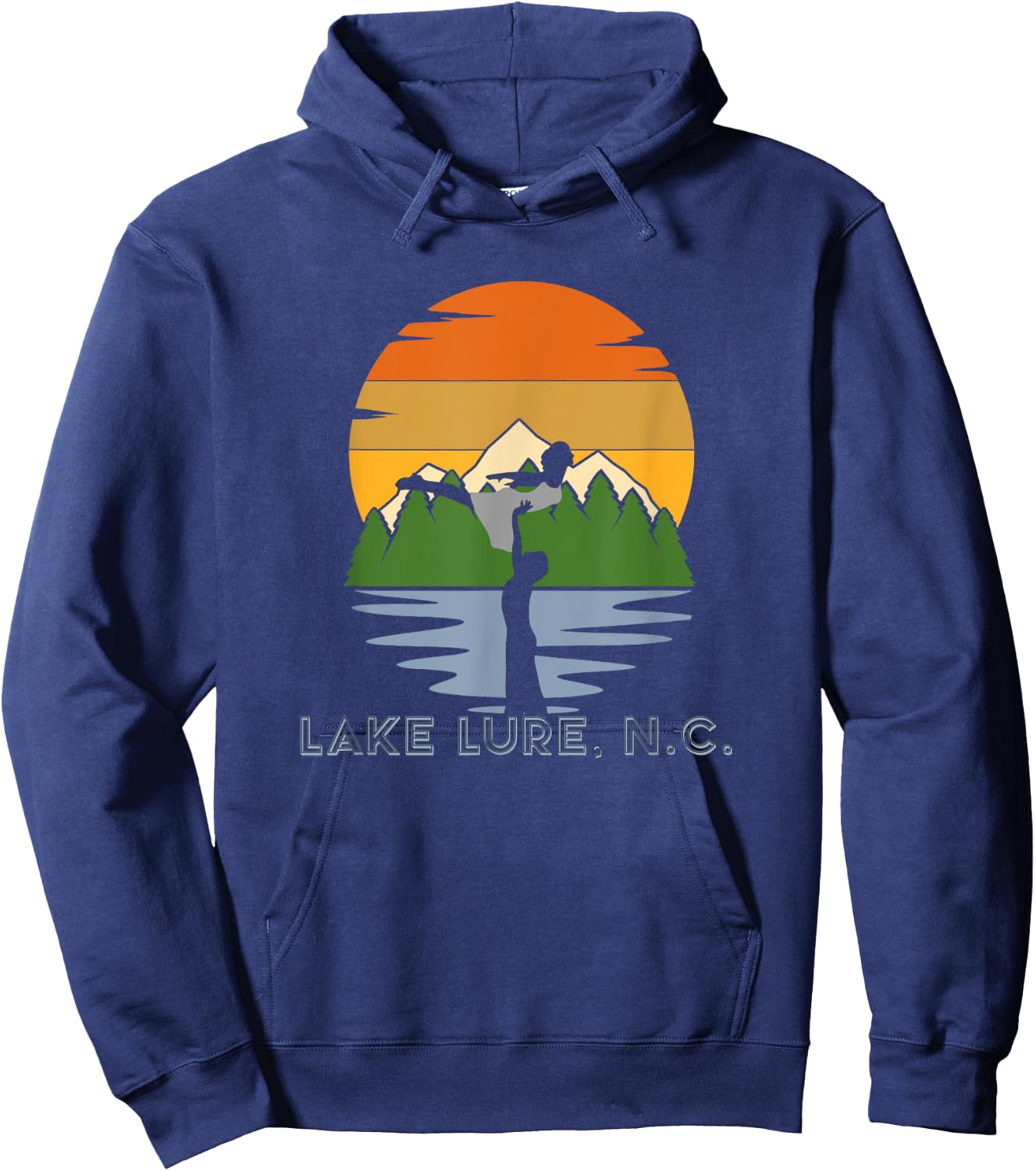 North Carolina Blue Ridge Mountains NC Retro Style Lake Lure Hoodie - Hoodie | Navy