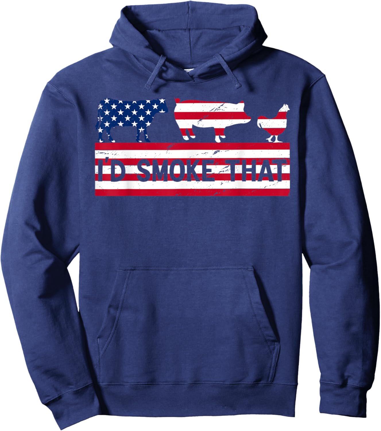 Funny 4th Of July I’d Smoke That Patriot BBQ Cook Chef Dad Women Men Hoodie - Hoodie | Navy