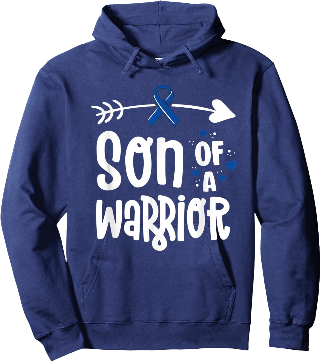 Colon Cancer Awareness Blue Dad Husband Fighter Warrior Hoodie - Hoodie | Navy