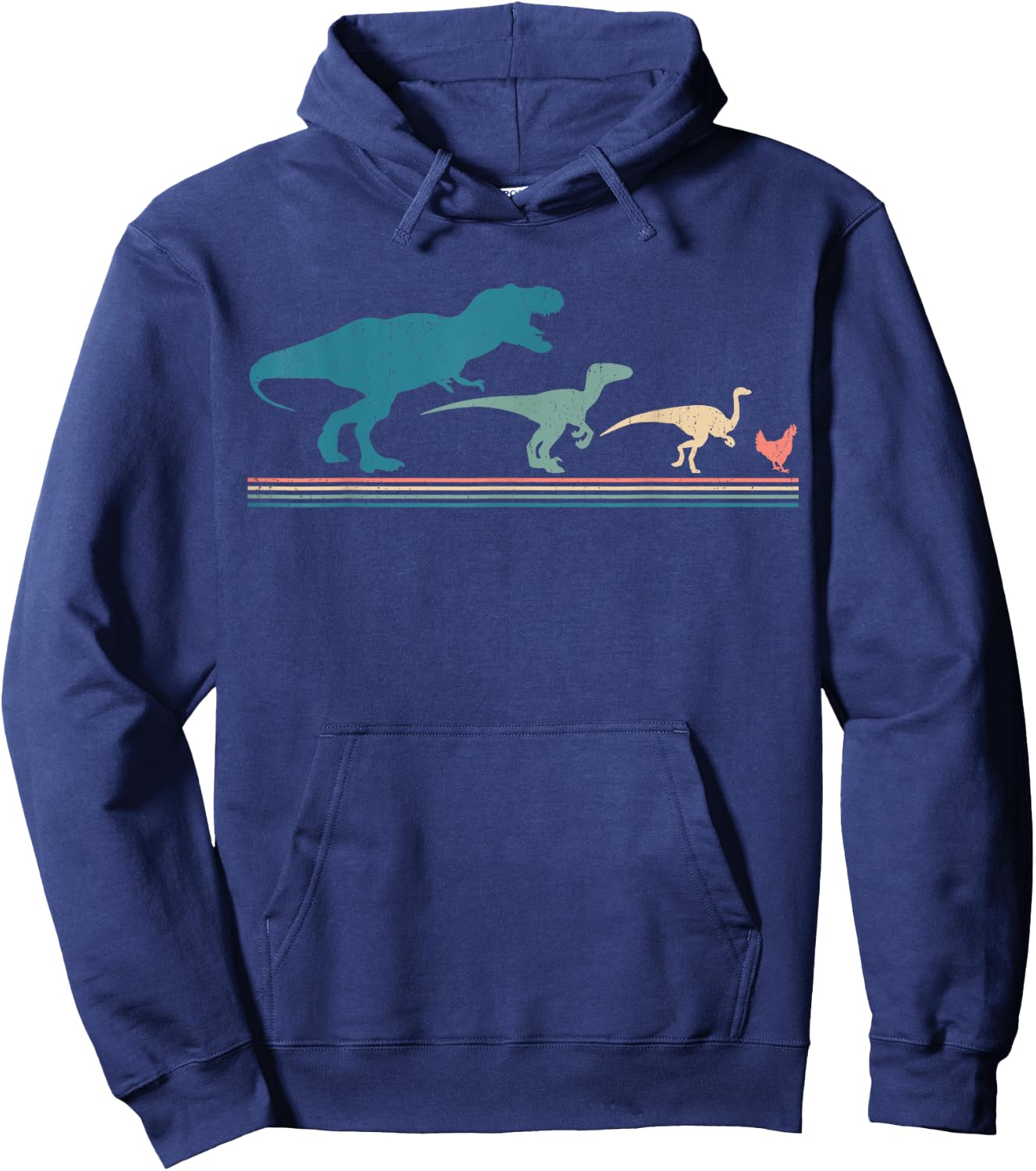 Dinosaur Chicken Evolution Funny Vintage Retro 70S Hoodie - Hoodie | Navy